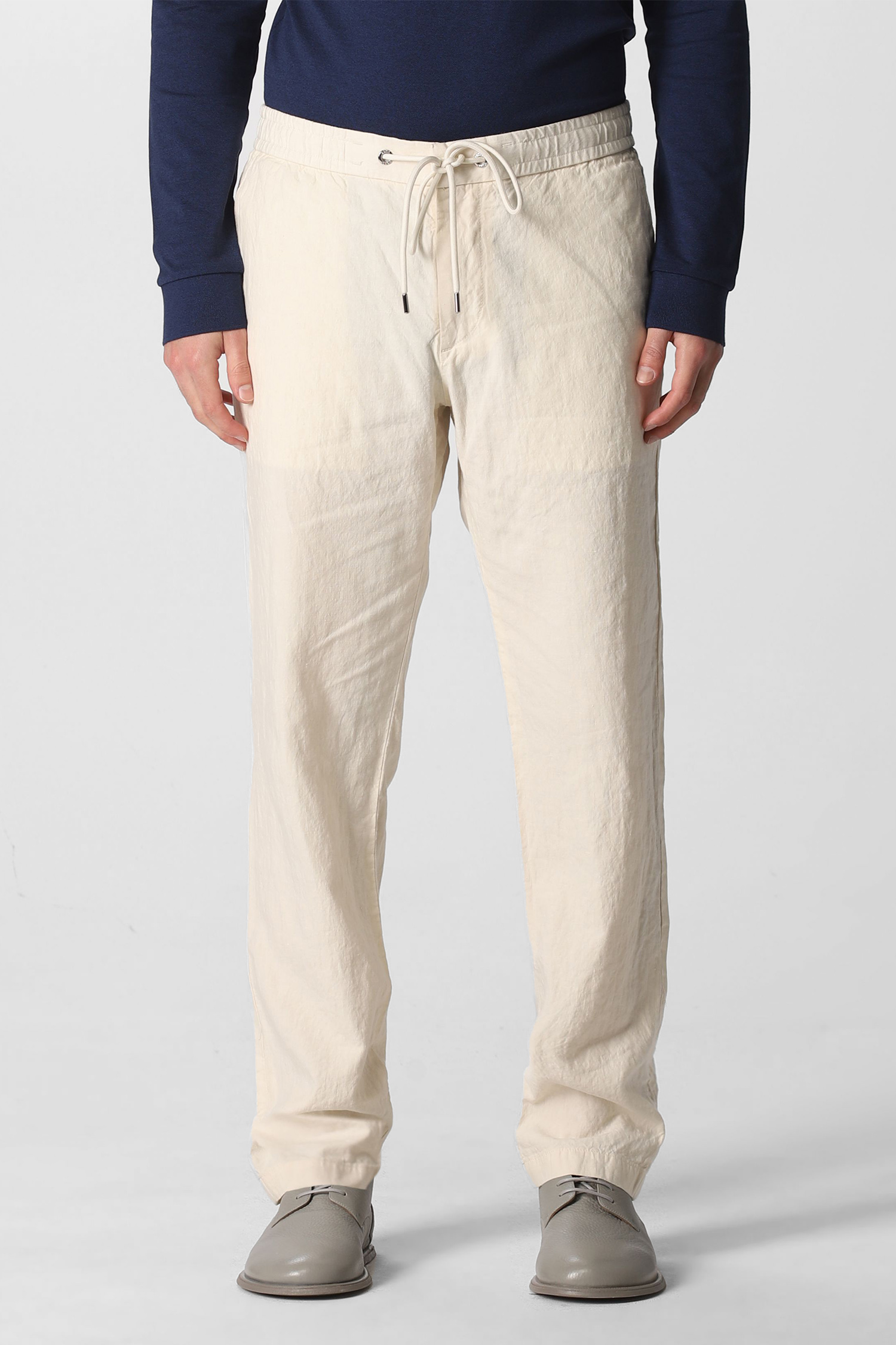 Мужские белые льняные брюки BOSS 50466457;131 — MD-Fashion