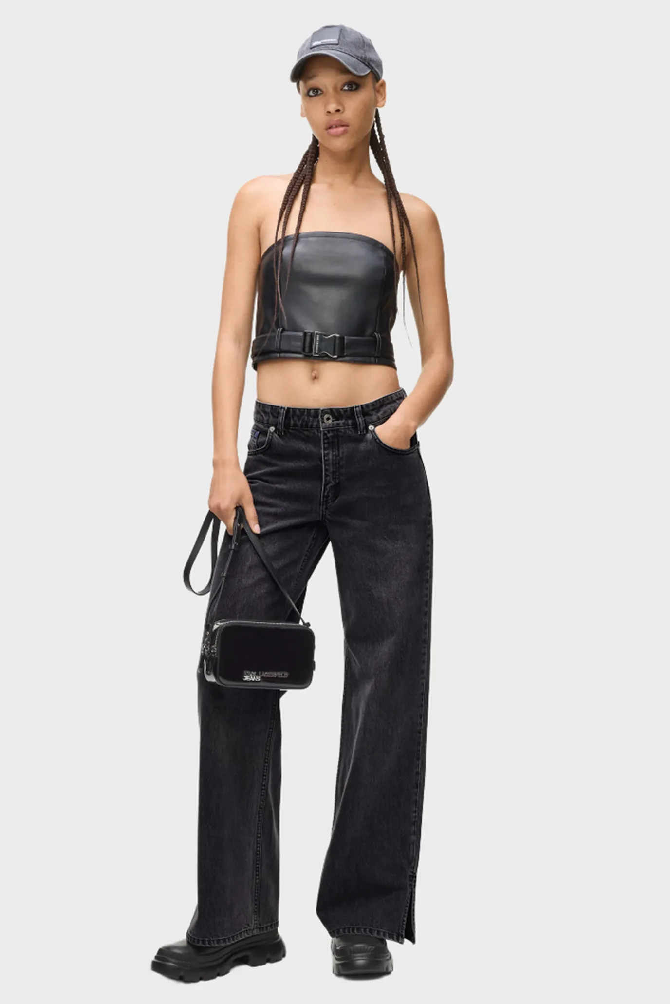 Женские черные джинсы wide leg 4