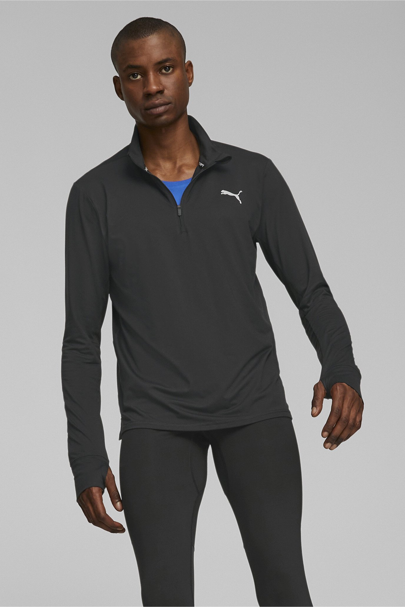 Чоловічий чорний лонгслів Run Favourite Quarter-Zip Running Top Men 1