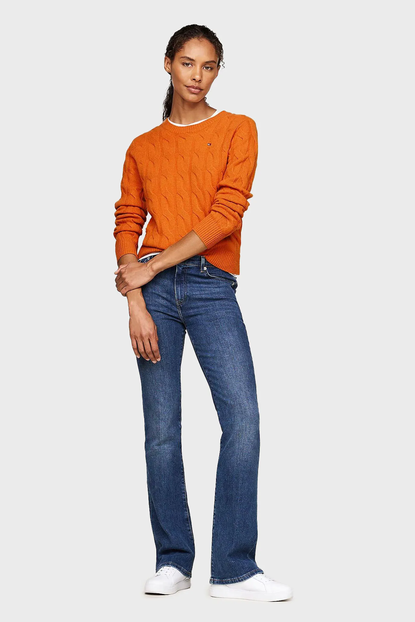 Женский оранжевый шерстяной джемпер SOFT WOOL CABLE C-NK LS SWT 2