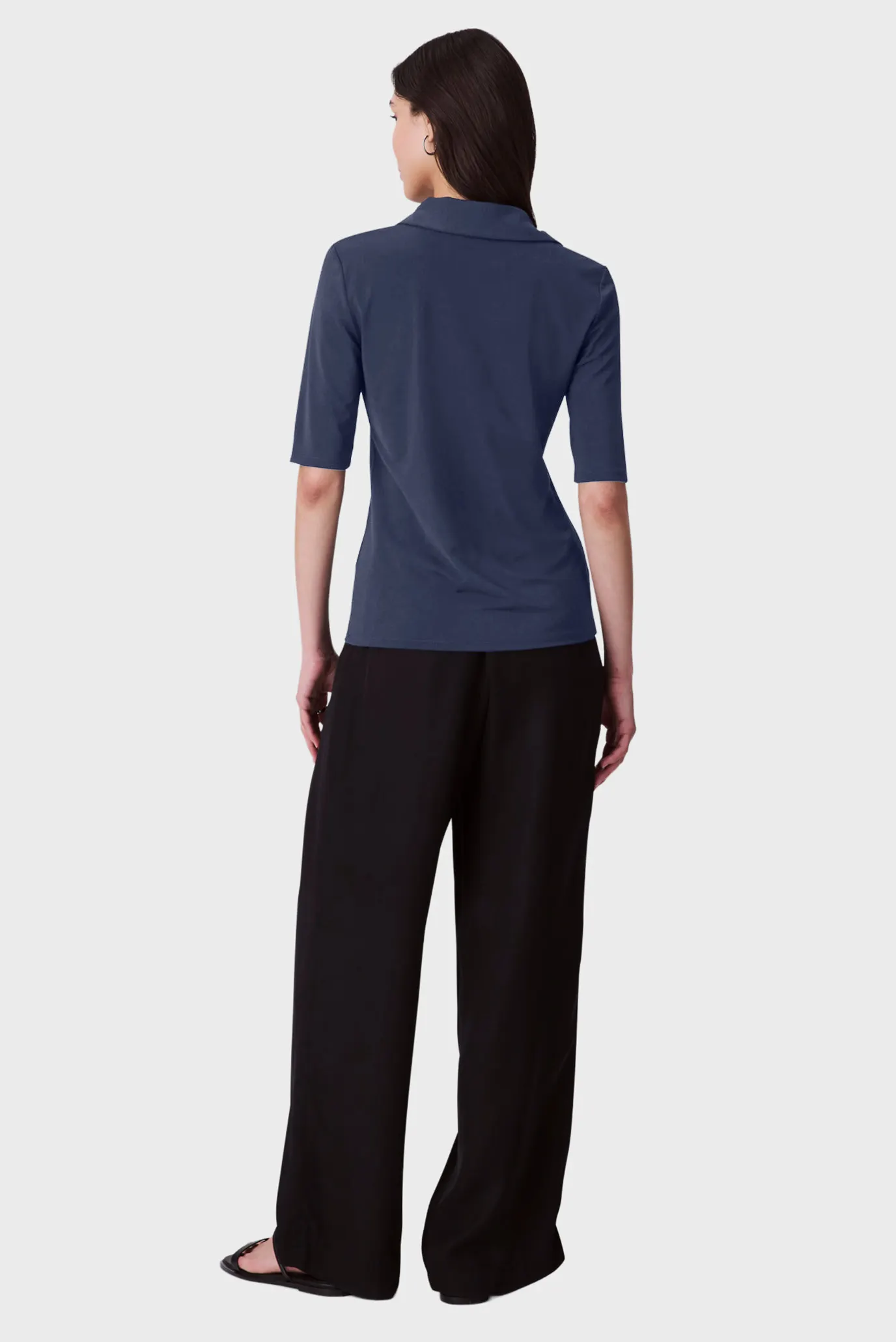 Жіноче темно-синє поло CREPE JERSEY 4