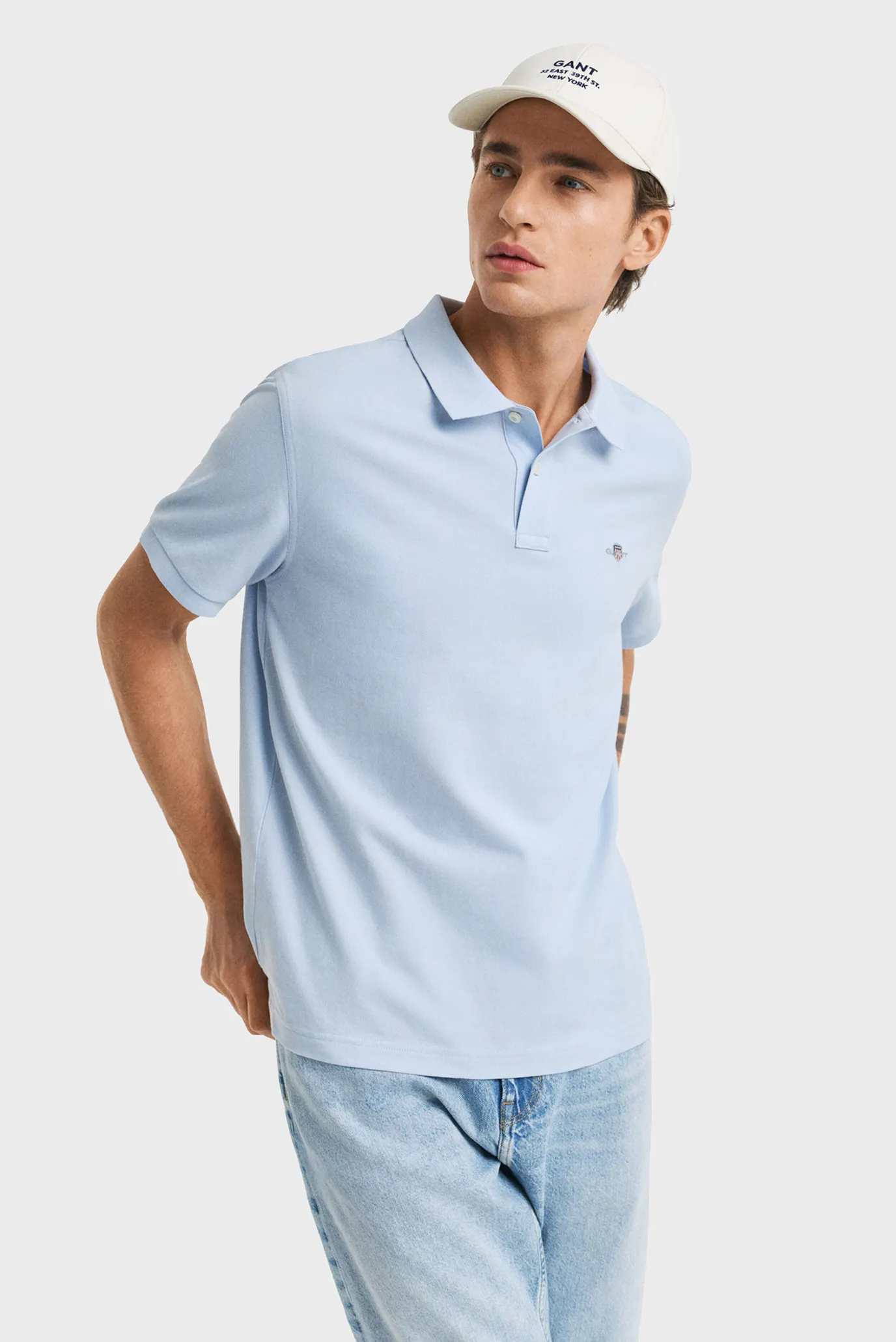 Чоловіче блакитне поло REG SHIELD SS PIQUE 1