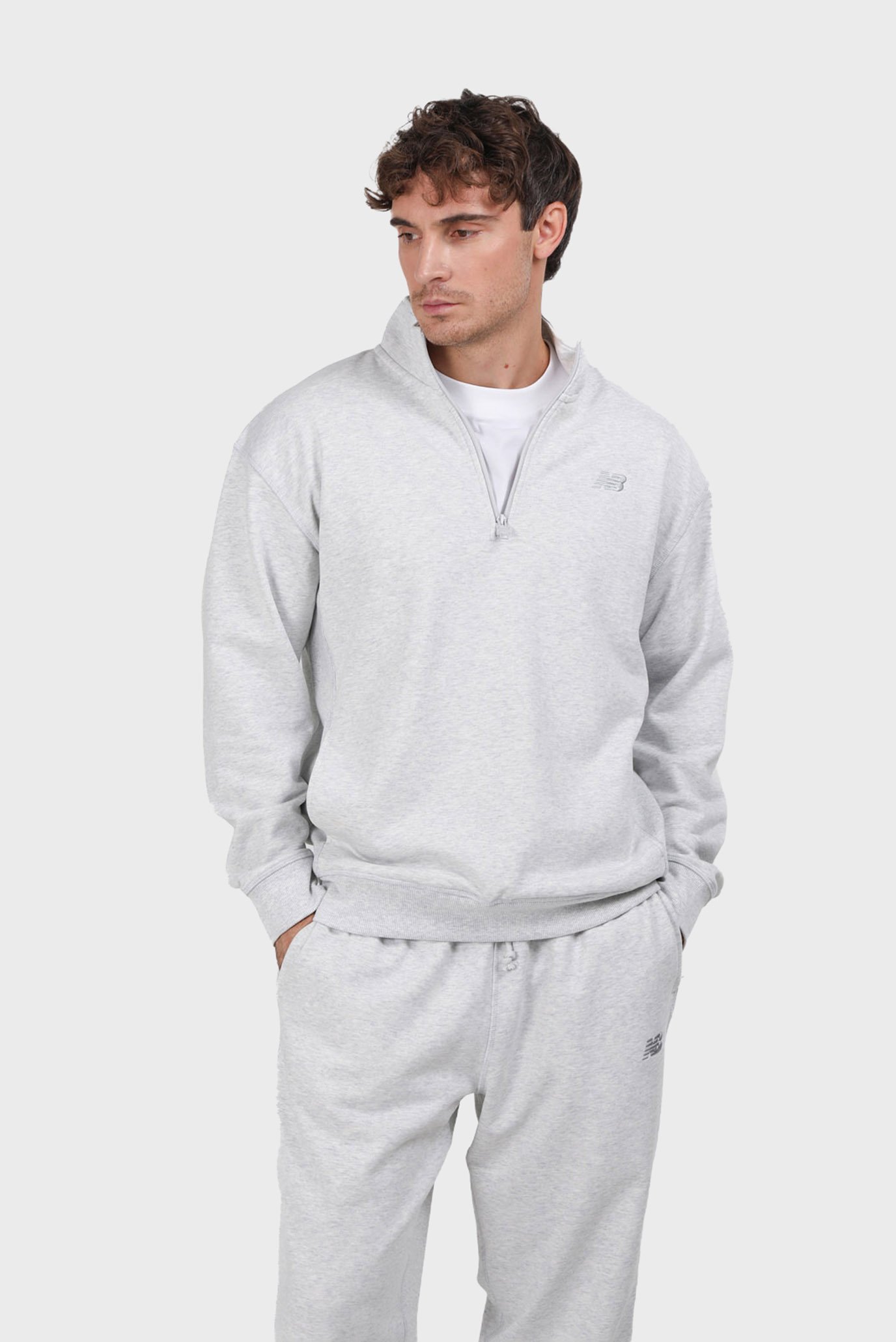 Мужская серая спортивная кофта Athletics Fleece 1/2 Серый M New Balance MT43501AHH Мужская серая спортивная кофта Athletics Fleece 1/2 Серый M New Balance MT43501AHH