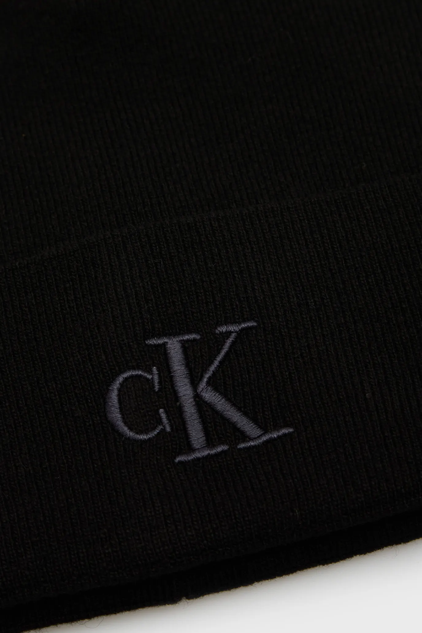 Чоловіча чорна вовняна шапка THICK EMBROIDERY BEANIE 4