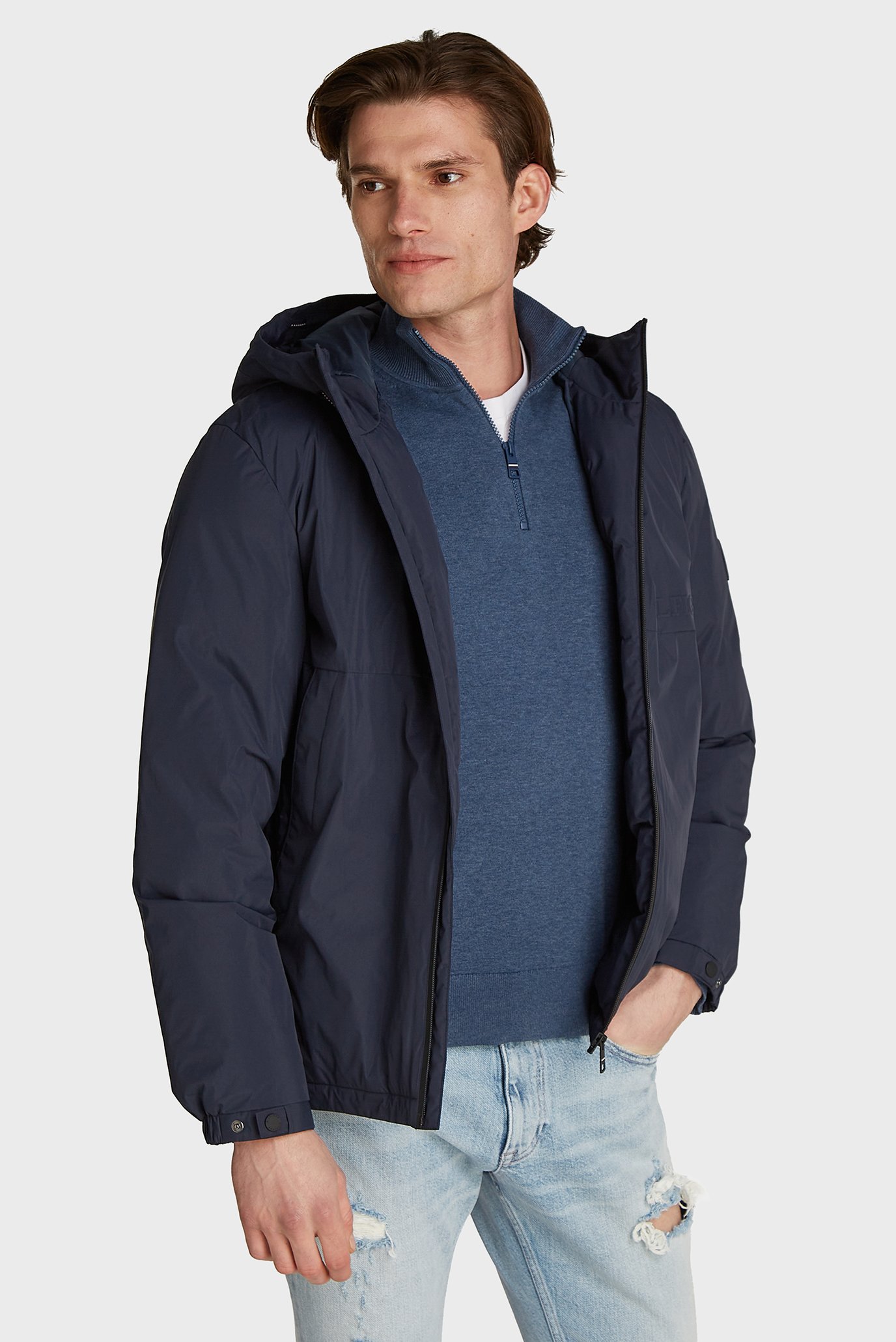 Мужская темно-синяя куртка PORTLAND MIX MEDIA Синий M Tommy Hilfiger MW0MW35820 Мужская темно-синяя куртка PORTLAND MIX MEDIA Синий M Tommy Hilfiger MW0MW35820