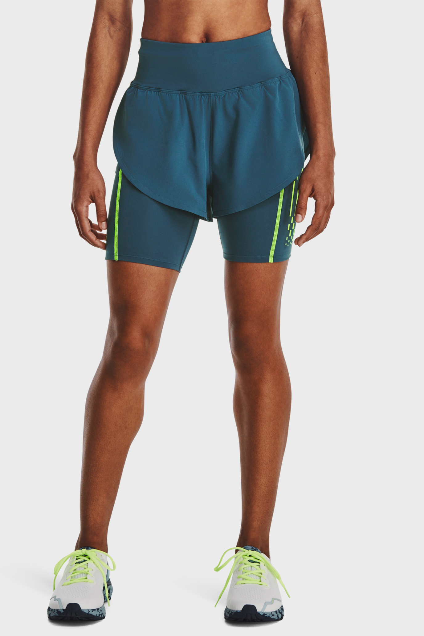 Женские бирюзовые шорты UA Run Anywhere SHORT 1