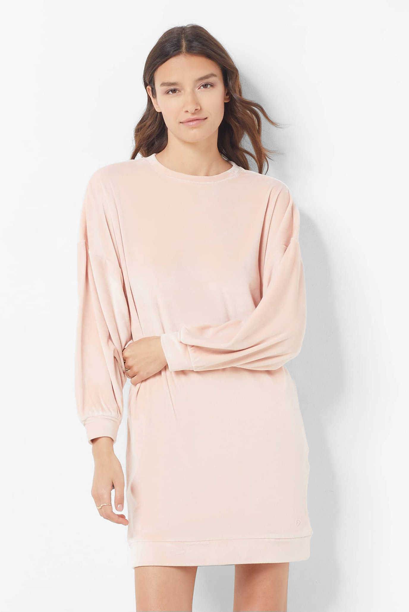 Женская персиковая велюровая ночная рубашка DUNKAN 1