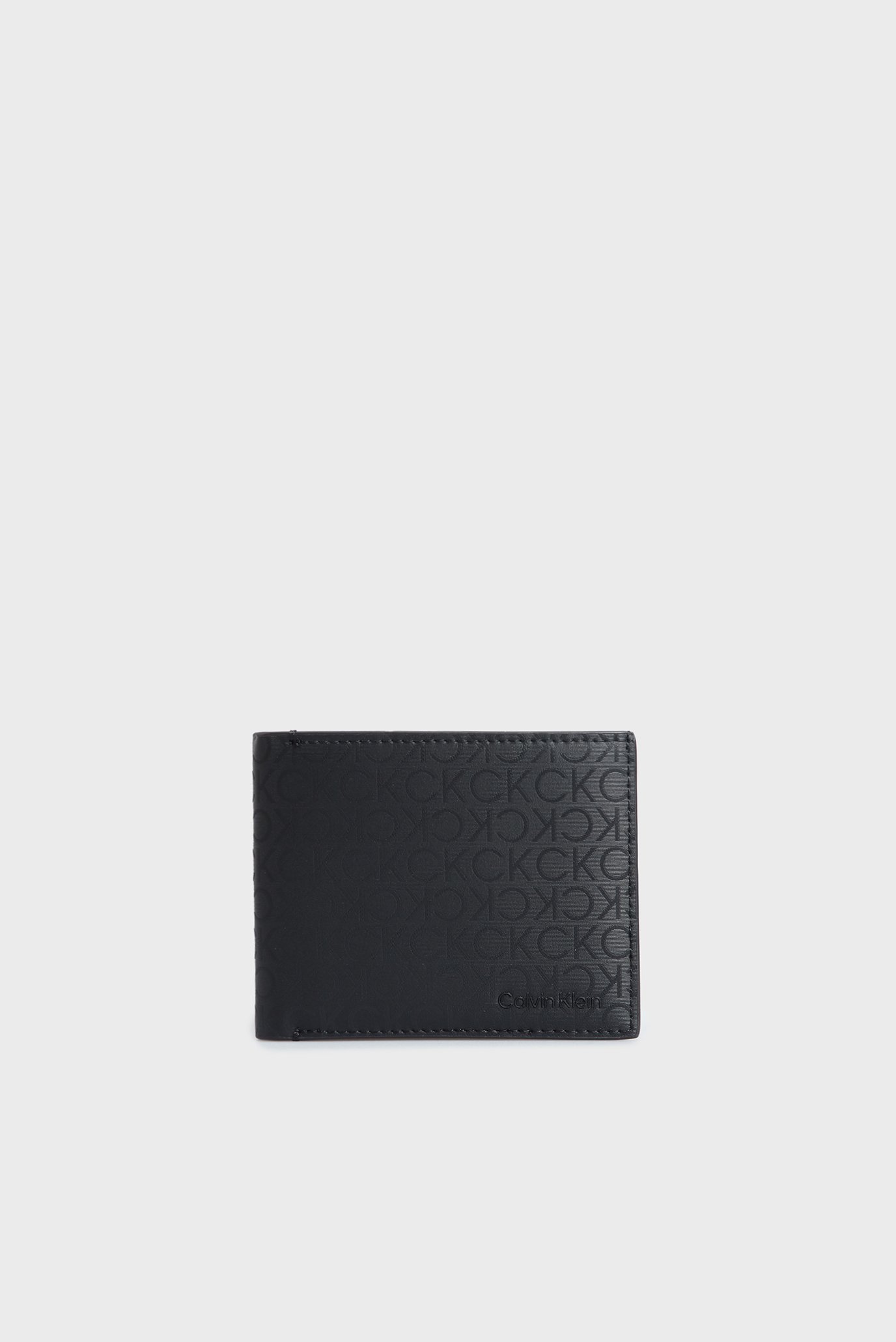 Чоловічий чорний гаманець з візерунком CK ELEVATED BIFOLD 5CC W/COIN 1