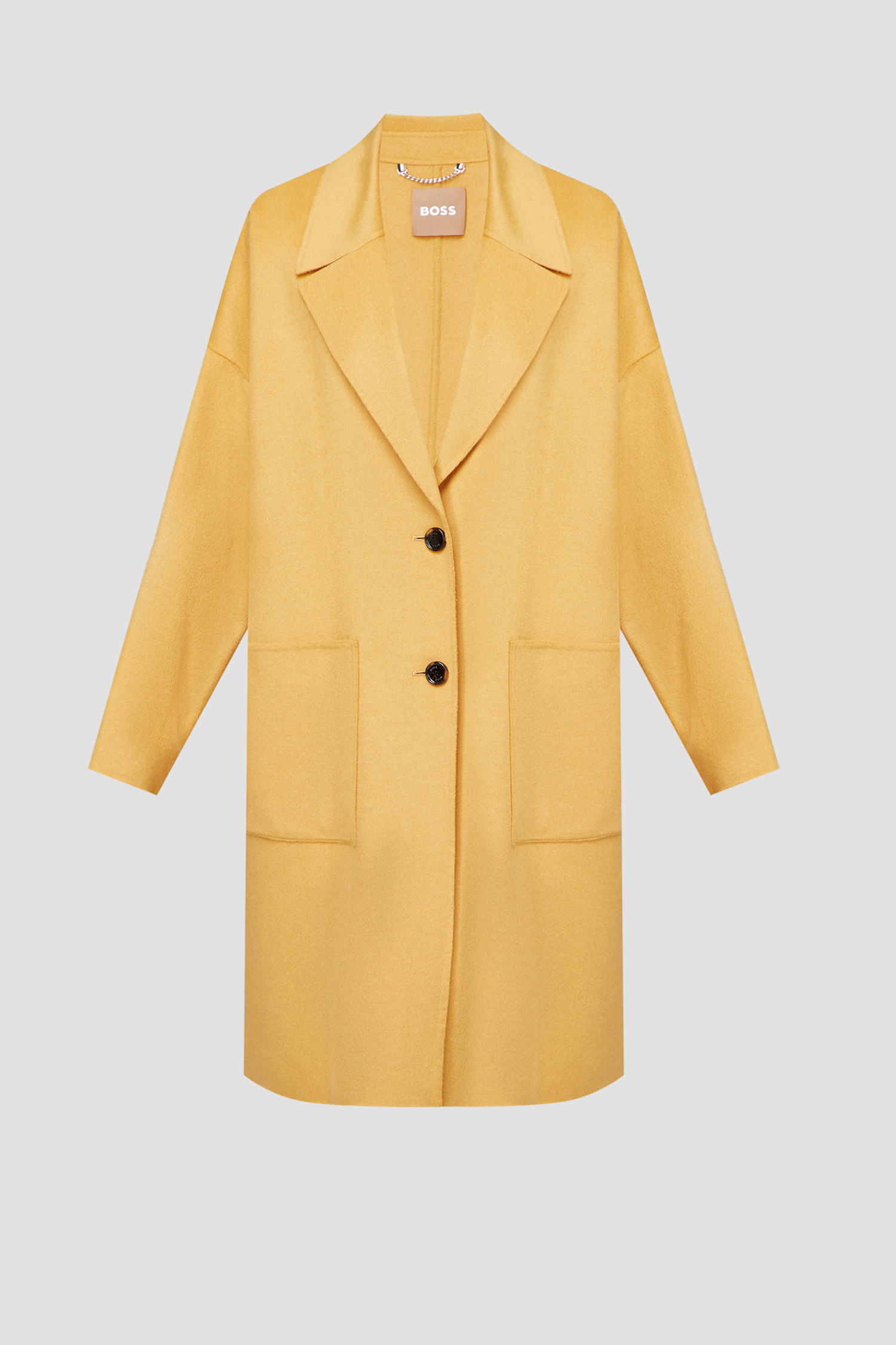 Женское желтое шерстяное пальто 1