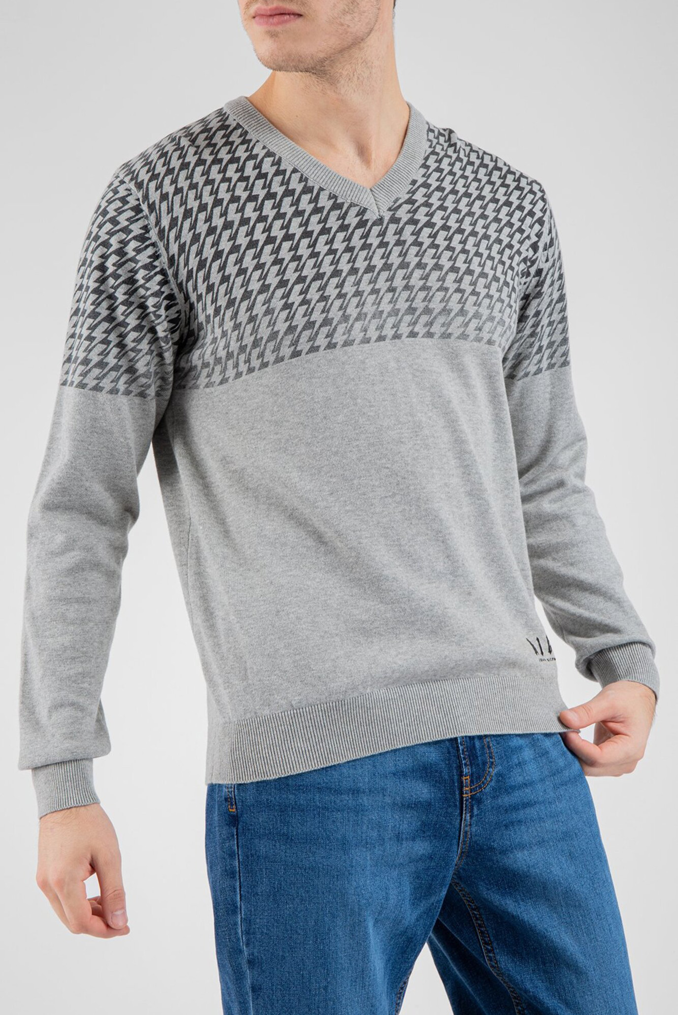 Мужской серый пуловер 1