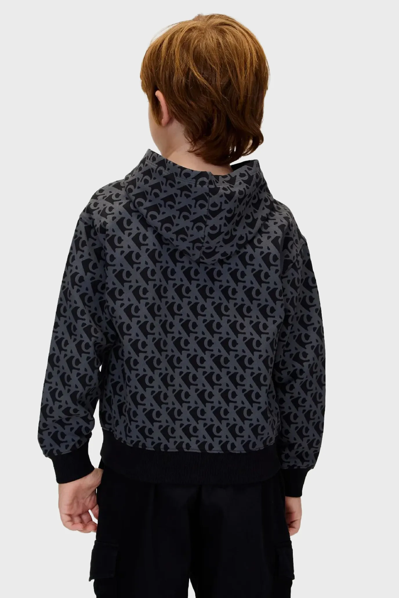 Дитяче чорне худі з візерунком LOGO 3