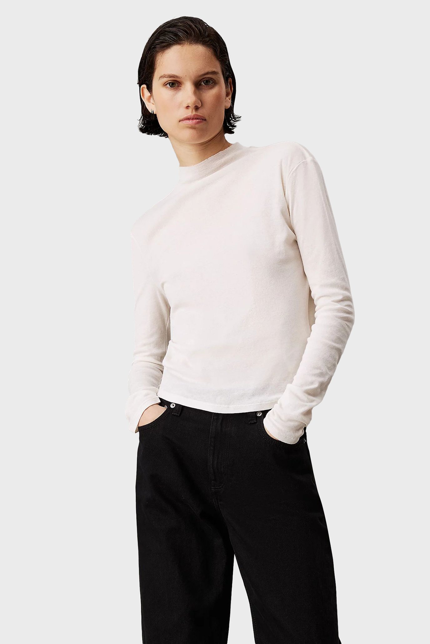 Женский белый джемпер SEMI SHEER KNIT LS TOP 1