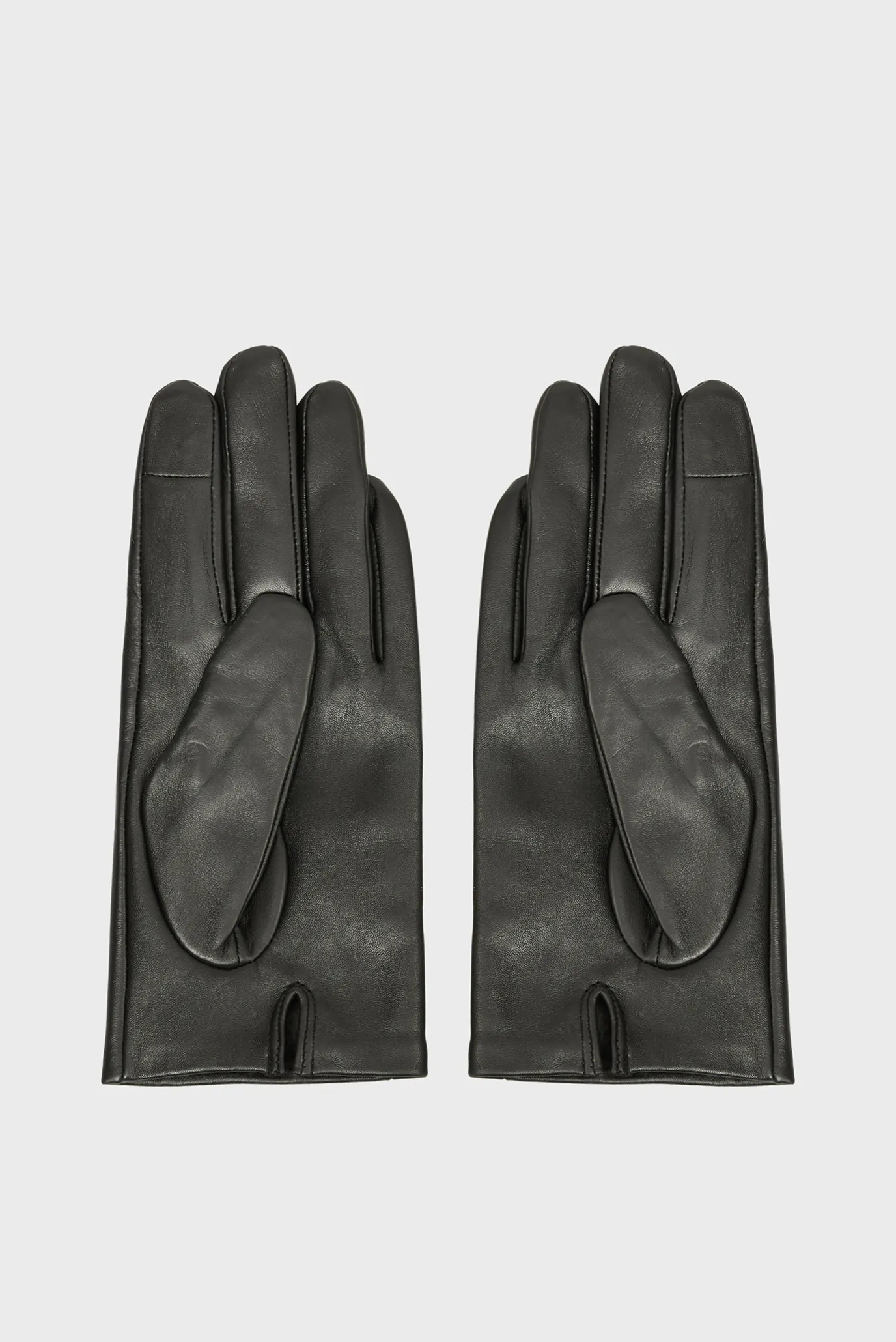 Женские черные кожаные перчатки leather 2