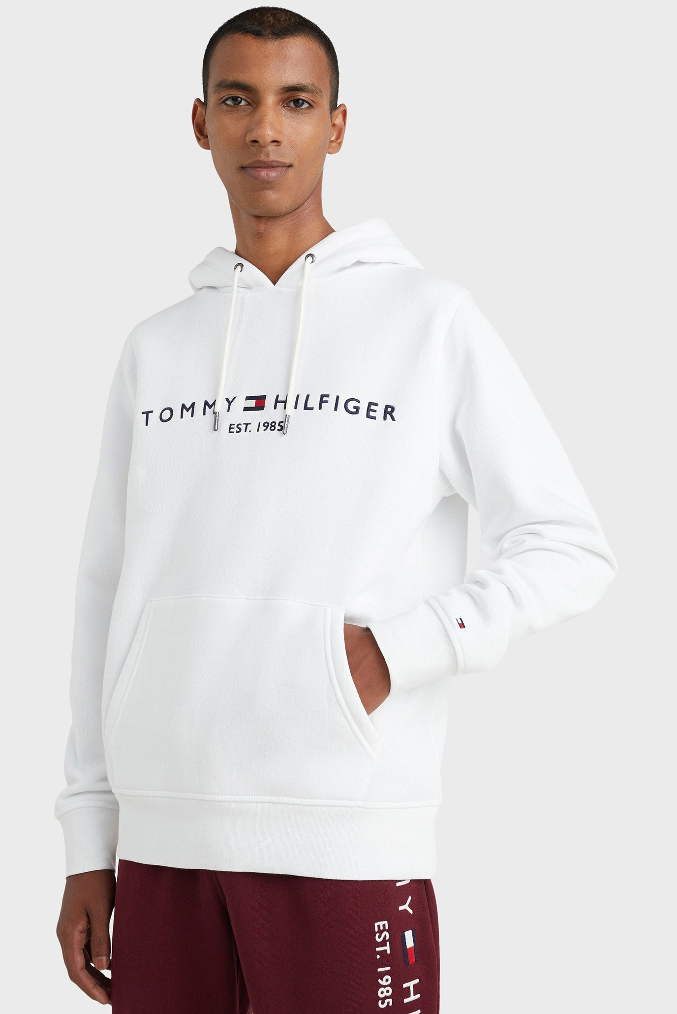 Мужское белое худи TOMMY LOGO 1