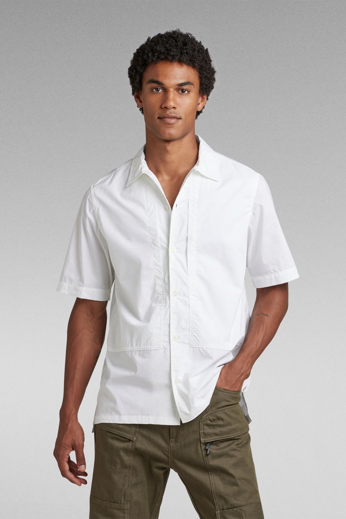 Мужская белая рубашка Workwear panel shirt 1