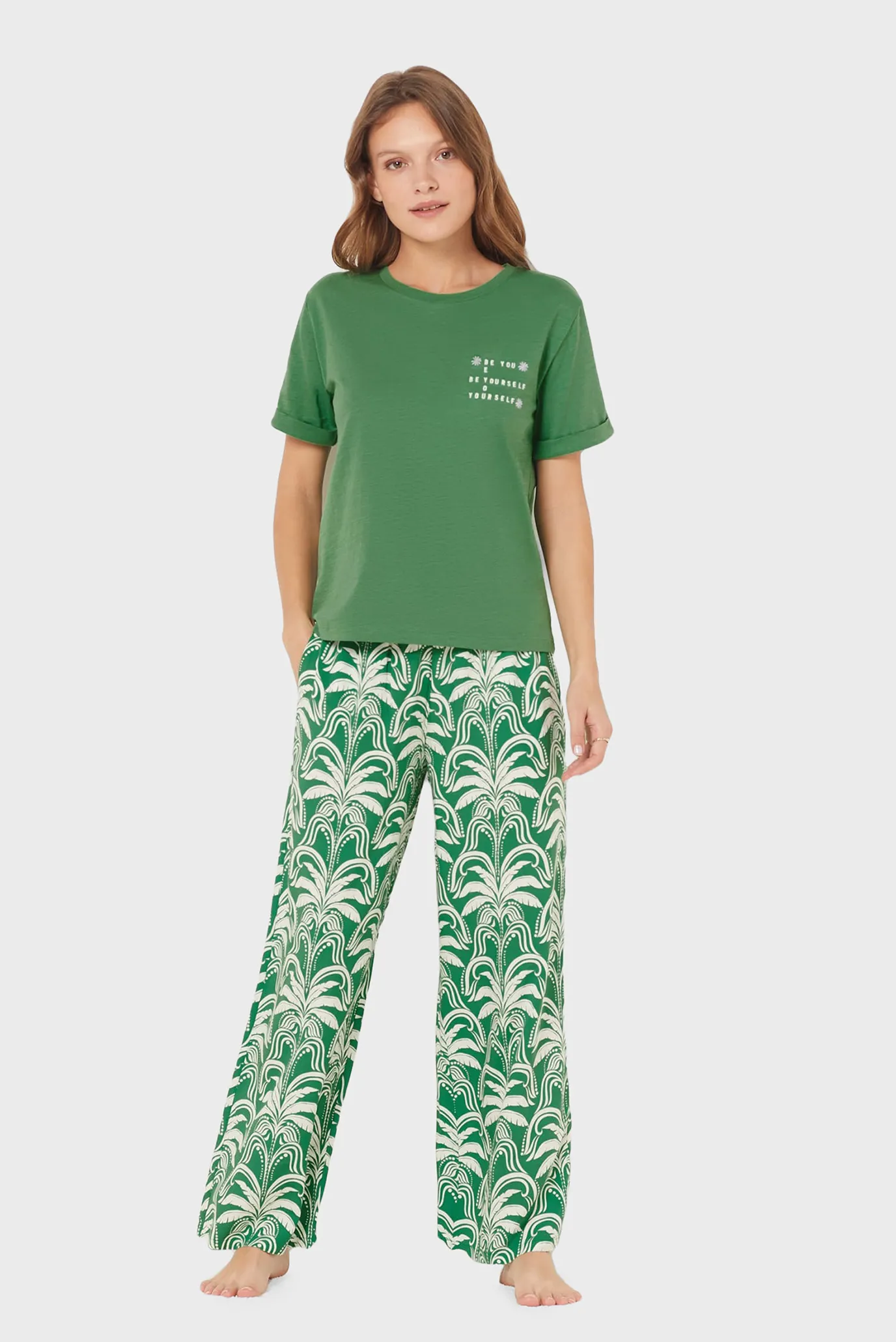 Жіночі зелені брюки з візерунком VIJAY 2