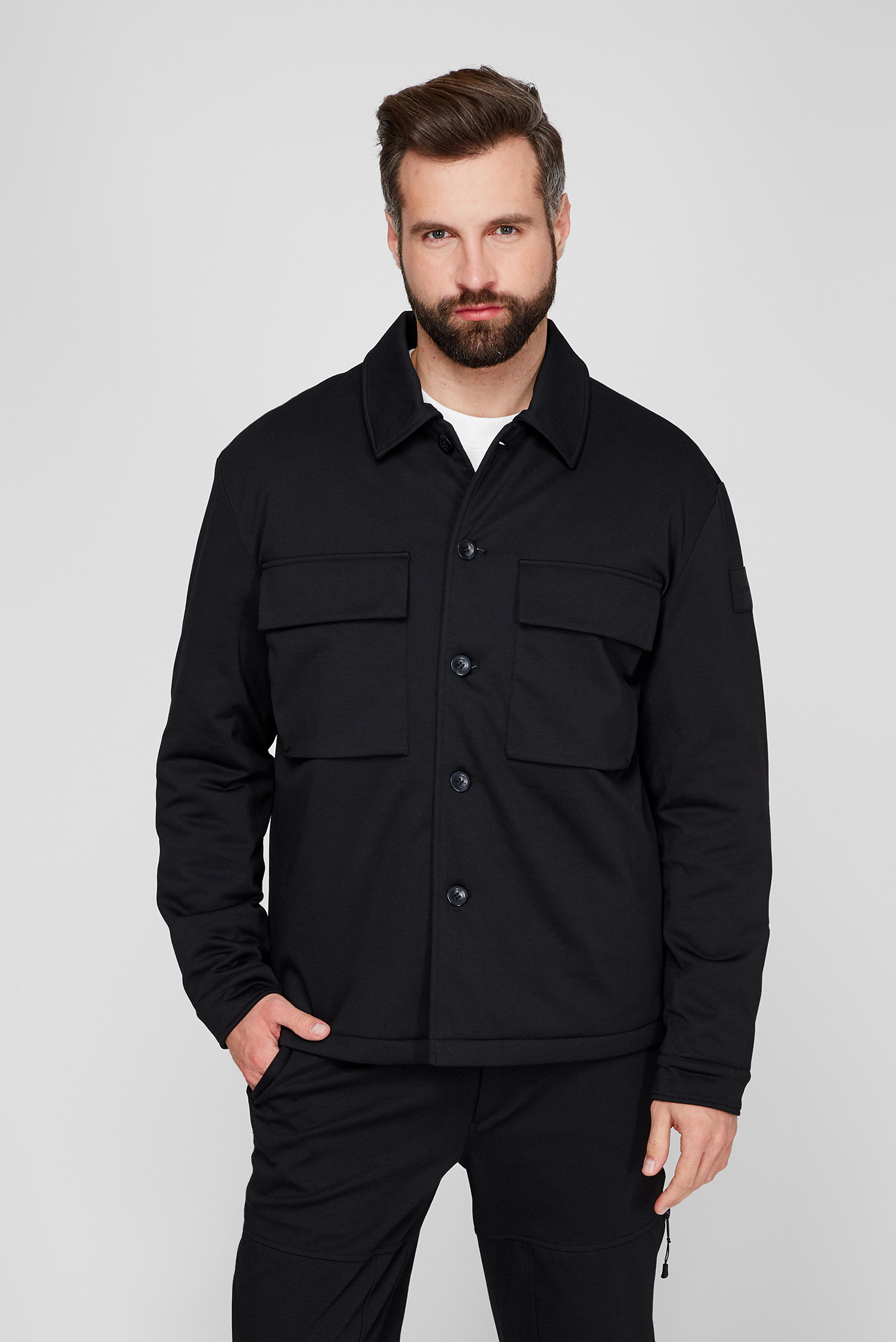Чоловіча чорна сорочка-пальто 1