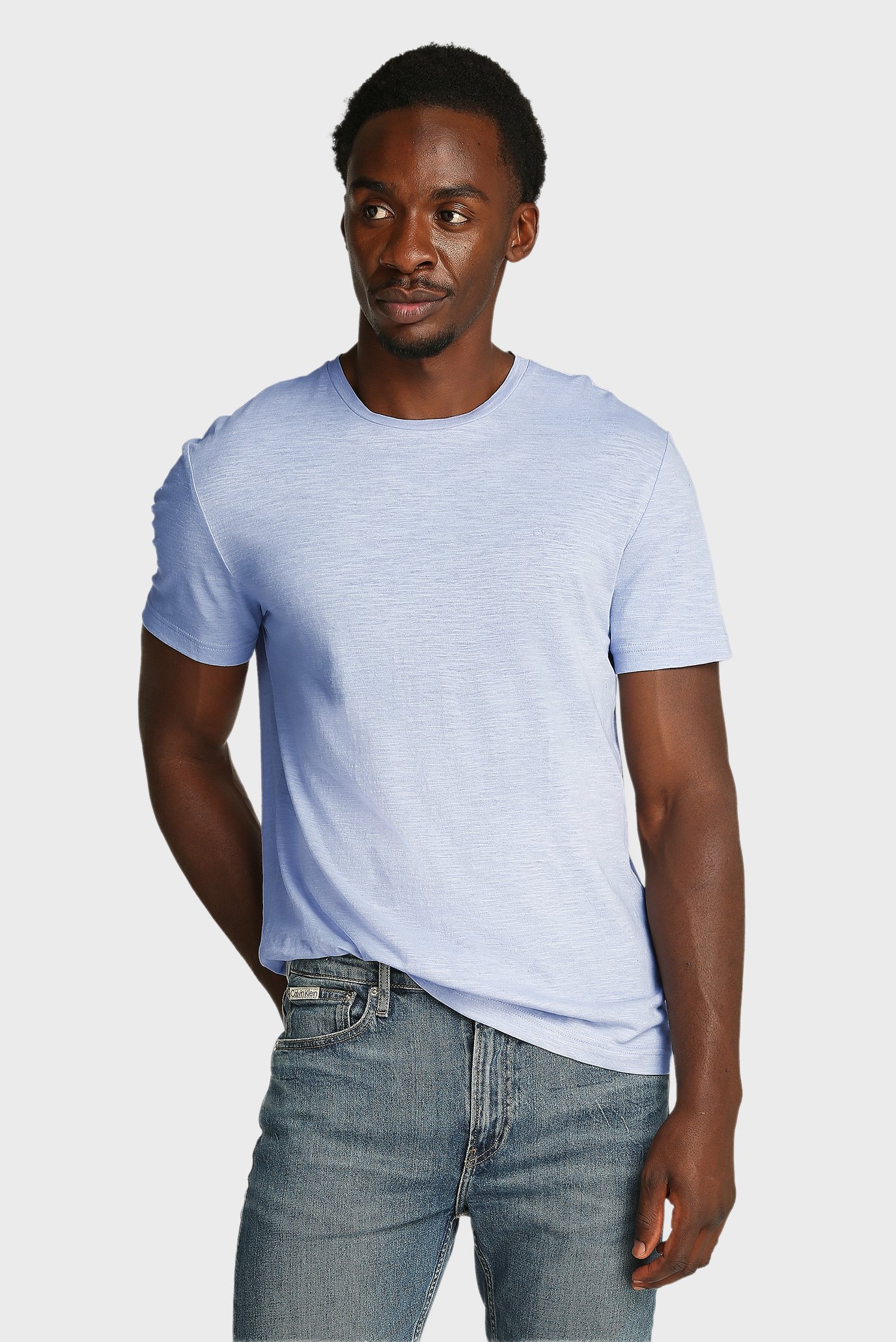 Мужская голубая футболка LINEN COTTON Голубой L Calvin Klein K10K114160