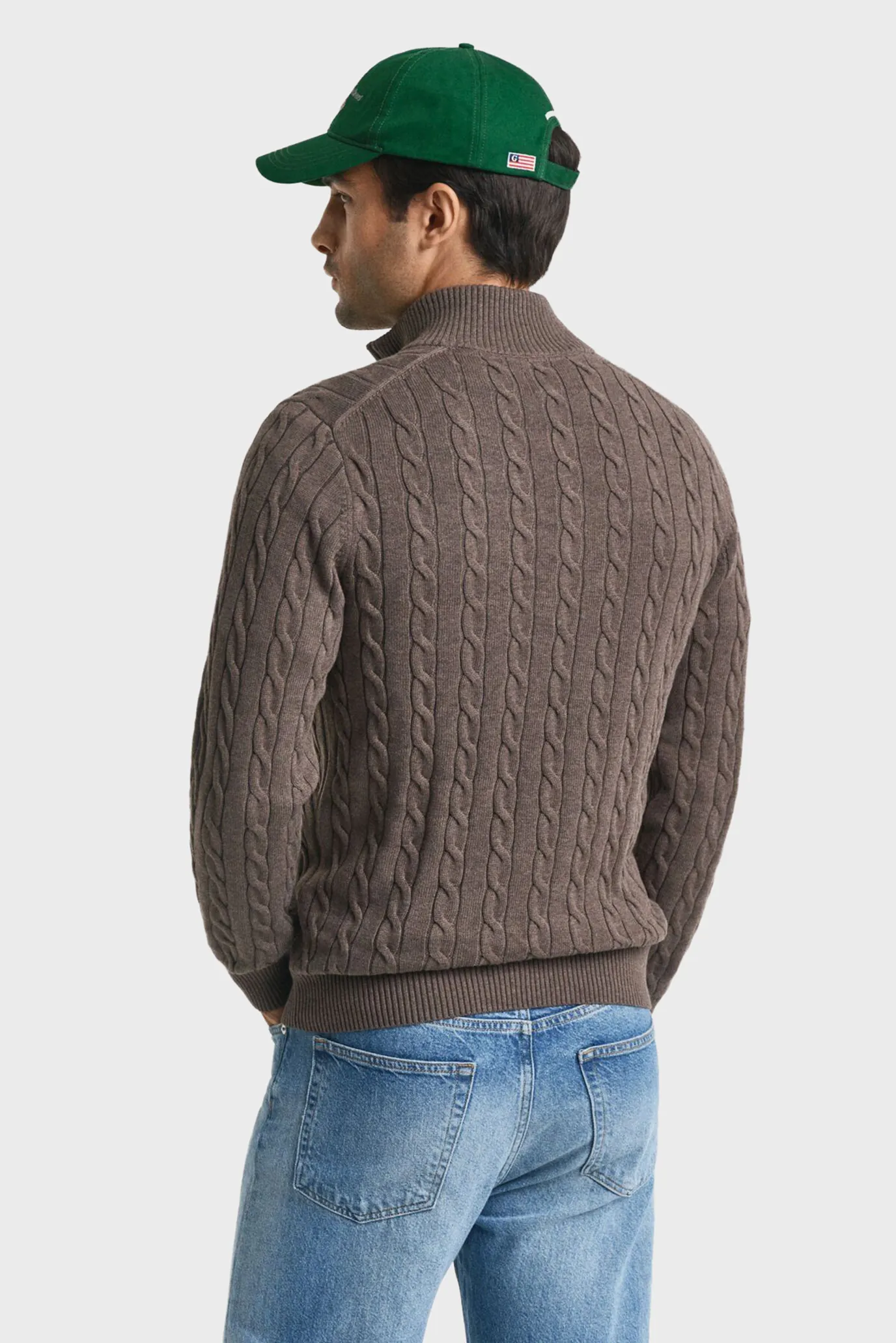 Мужской коричневый джемпер CABLE 3
