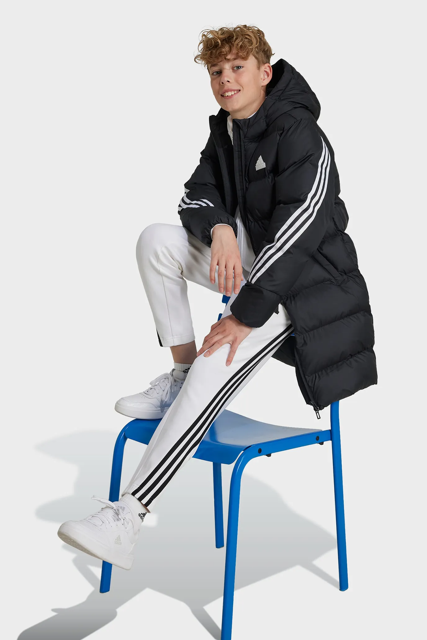 Дитяче біле худі Future Icons 3-Stripes Full-Zip 3