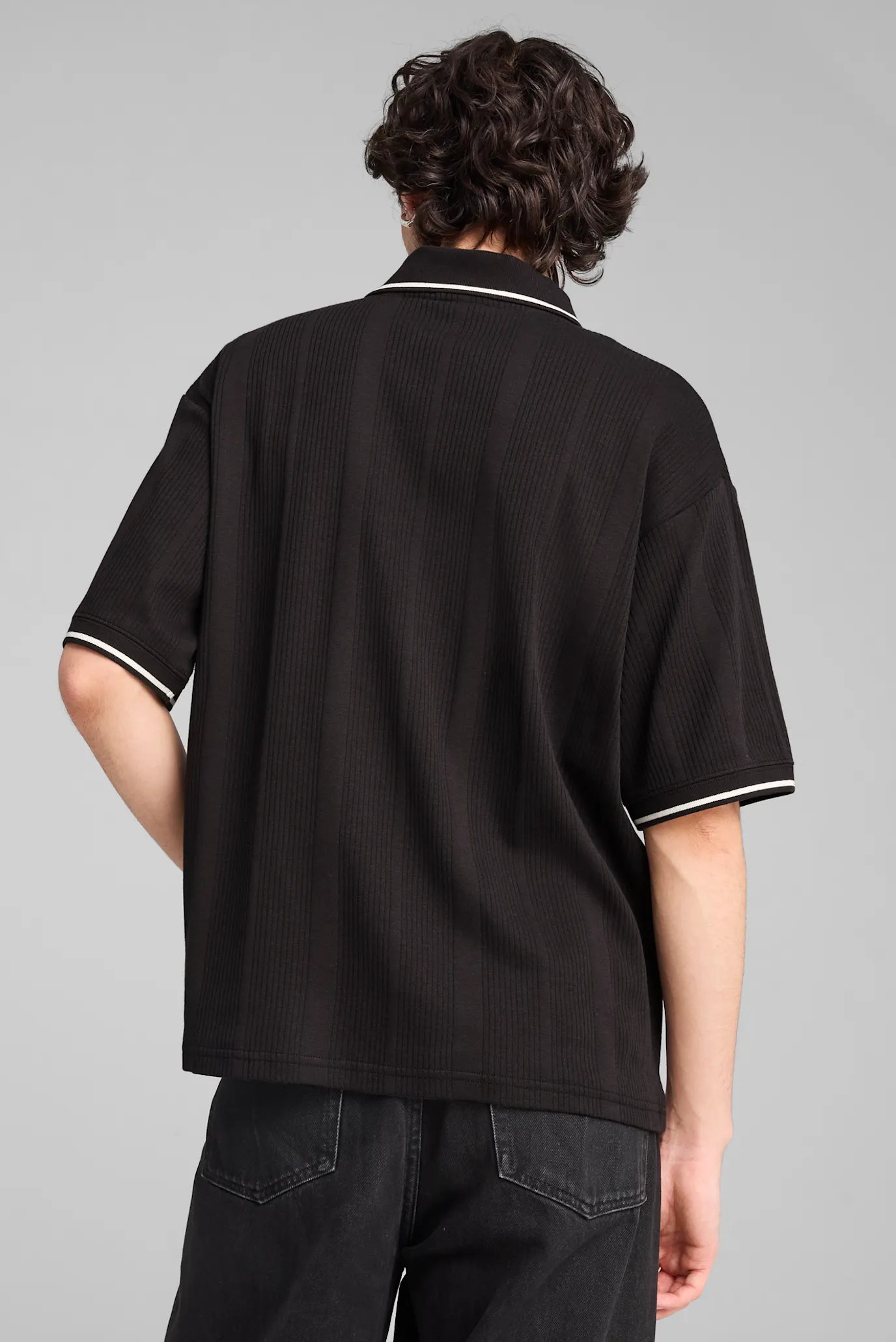 Чоловіче чорне поло у смужку MMQ Polo Men 3