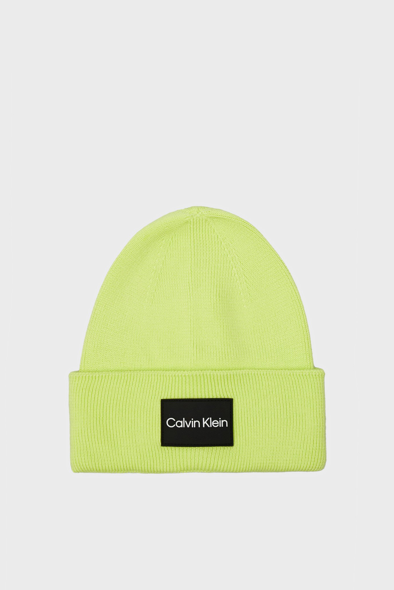 Мужская салатовая шапка FINE COTTON RIB BEANIE 1