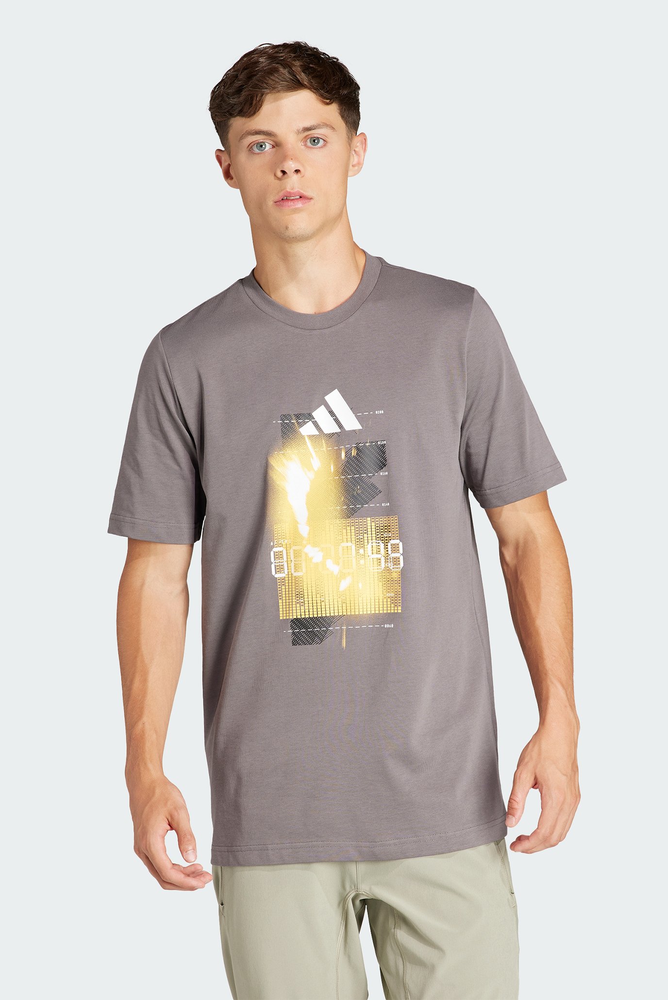 Мужская коричневая футболка AEROREADY HIIT Display Graphic 1