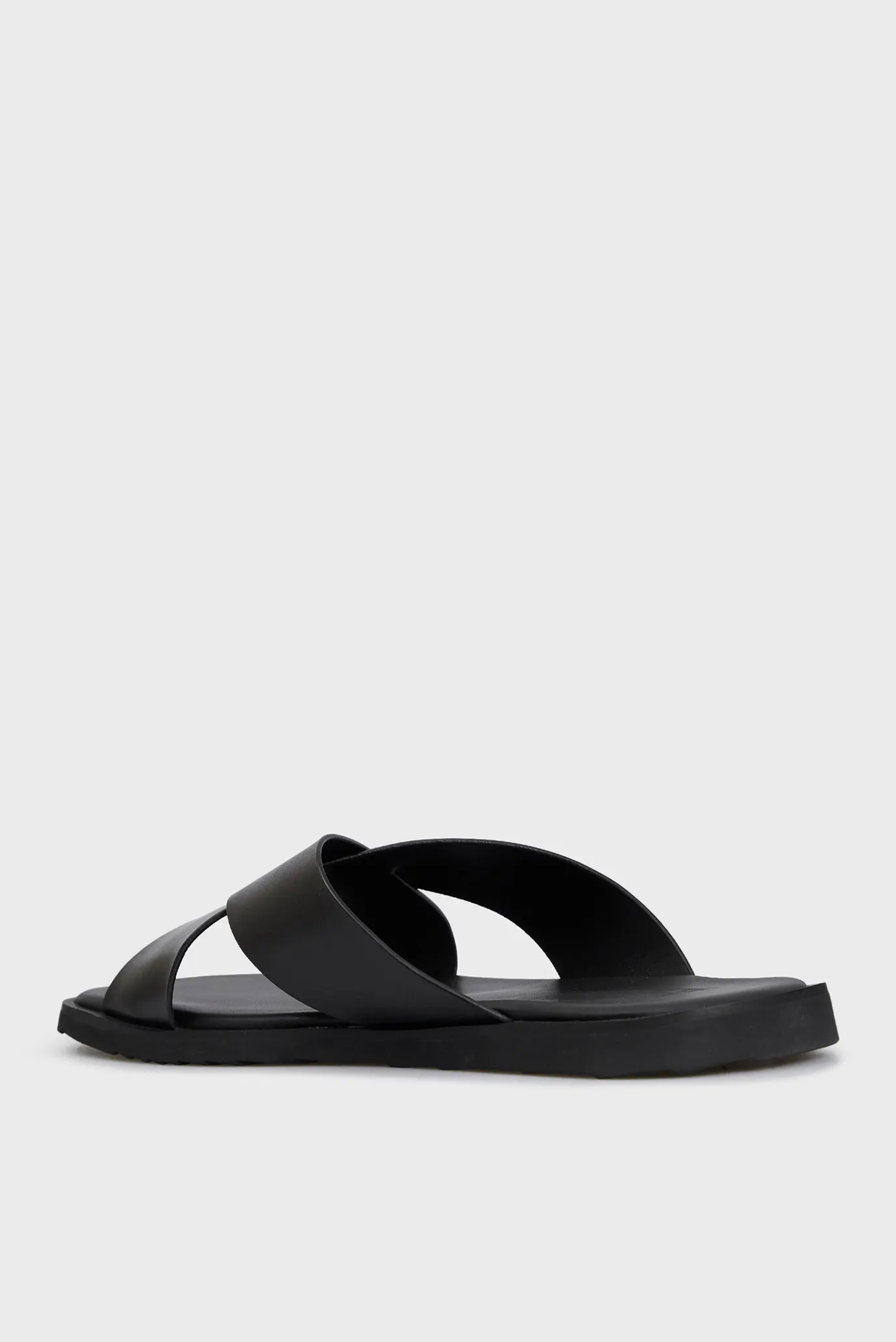 Мужские черные кожаные слайдеры 5