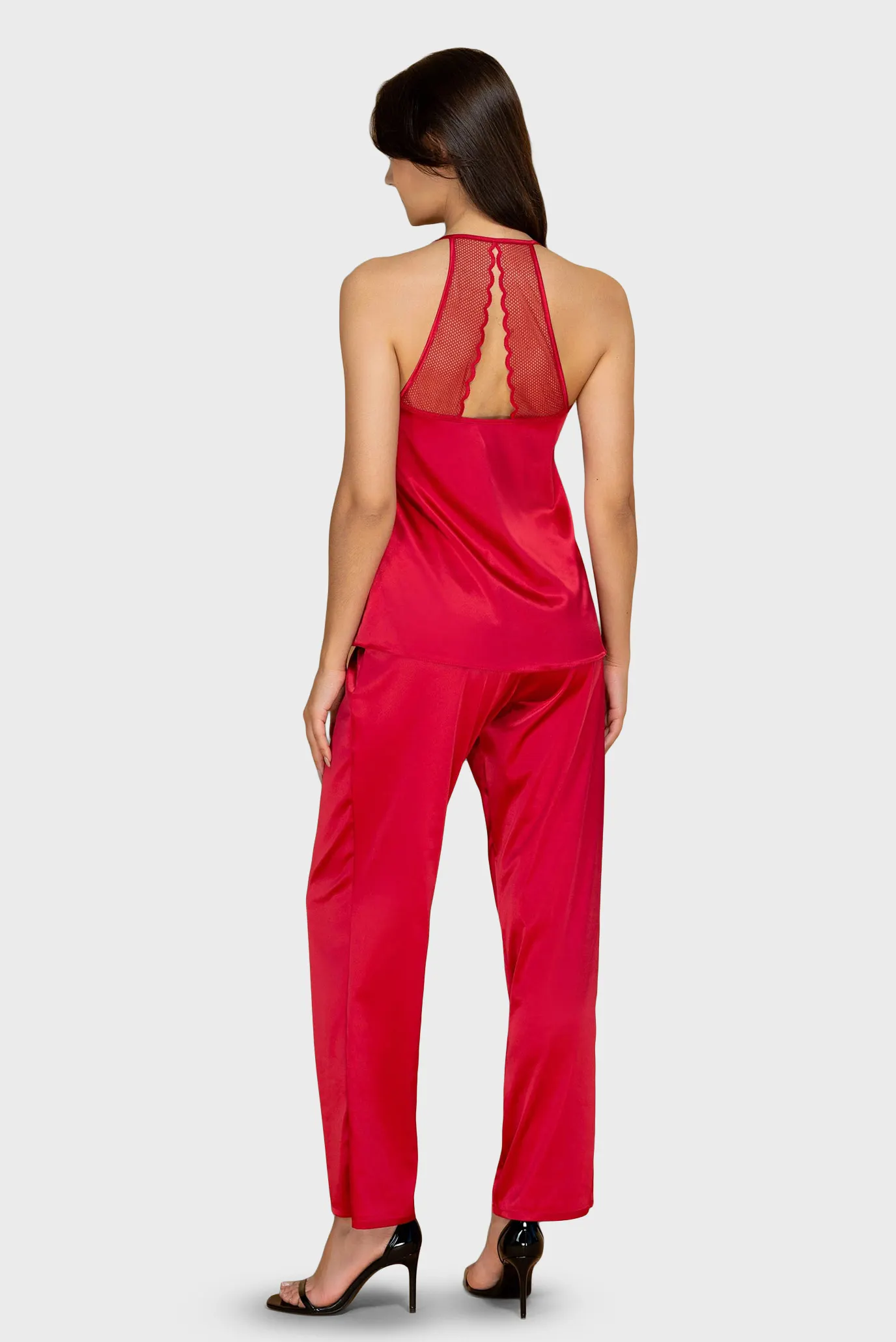 Женская красная пижама (топ, брюки) 2