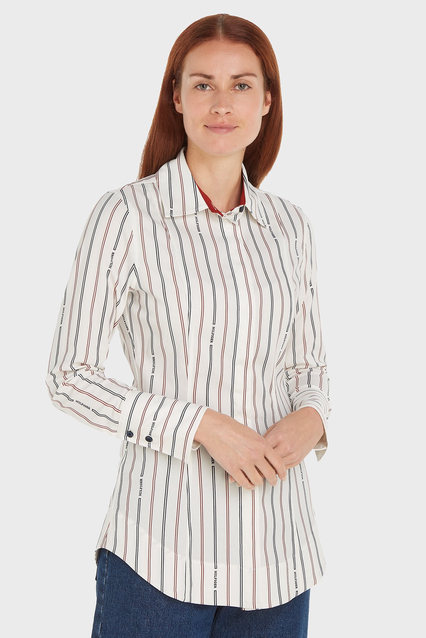 Женская белая рубашка в полоску MONOTYPE STRIPE Белый S Tommy Hilfiger WW0WW42297 Женская белая рубашка в полоску MONOTYPE STRIPE Белый S Tommy Hilfiger WW0WW42297