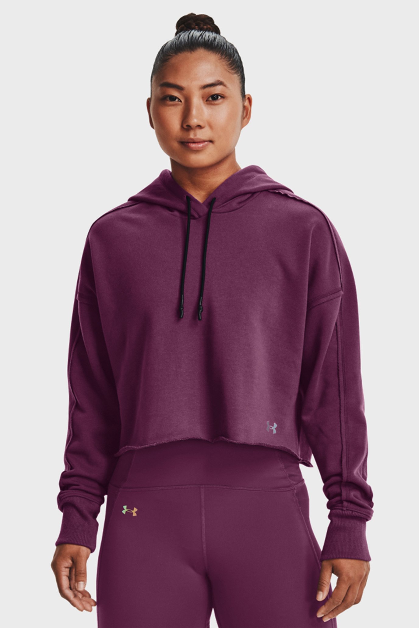 Жіноче фіолетове худі UA BTG TERRY CROP HOODIE 1