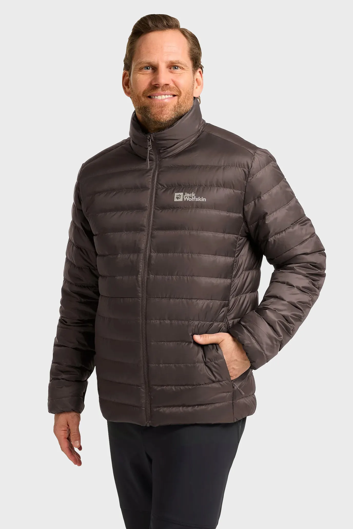 Мужской темно-коричневый пуховик 1