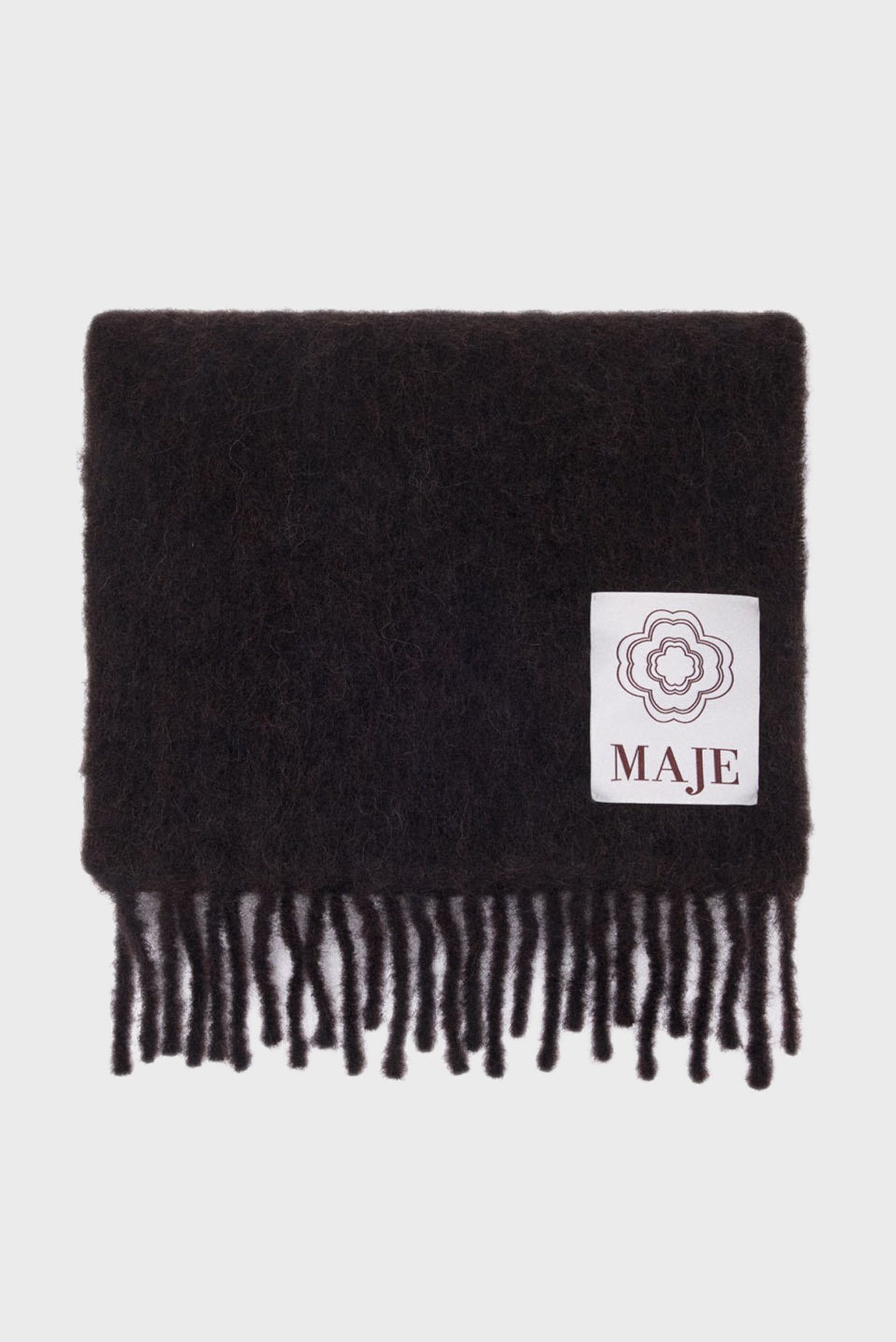 Женский темно-коричневый шерстяной шарф Коричневый ONESIZE MAJE MFABO00397_Dark brown Женский темно-коричневый шерстяной шарф Коричневый ONESIZE MAJE MFABO00397_Dark brown