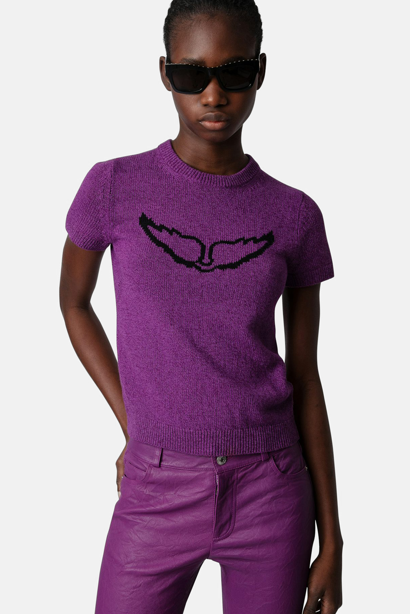 Жіночий фіолетовий лляний джемпер Sorly Wings 1