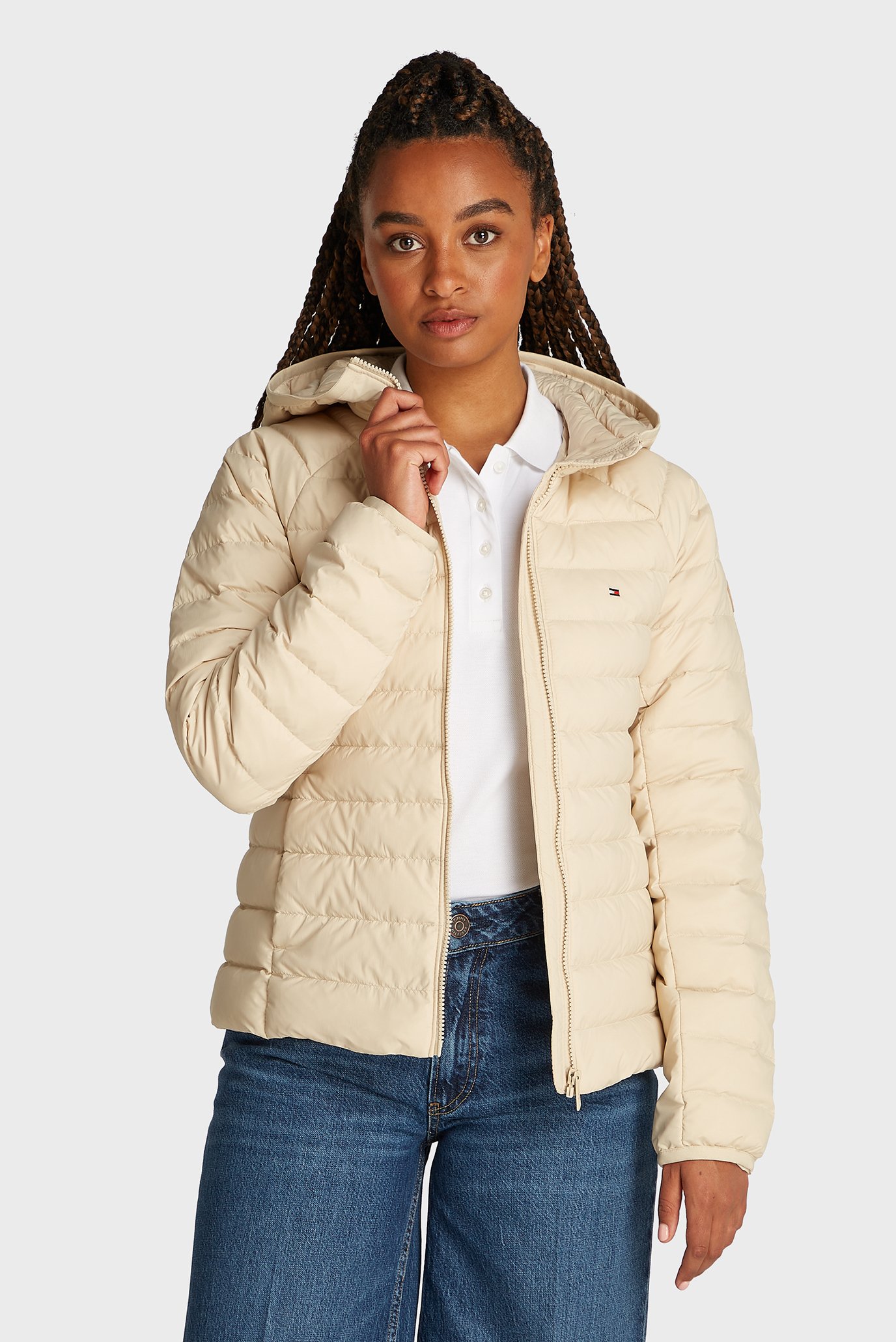 Женский бежевый пуховик SPORTY LW DOWN Бежевый M Tommy Hilfiger WW0WW42350 Женский бежевый пуховик SPORTY LW DOWN Бежевый M Tommy Hilfiger WW0WW42350