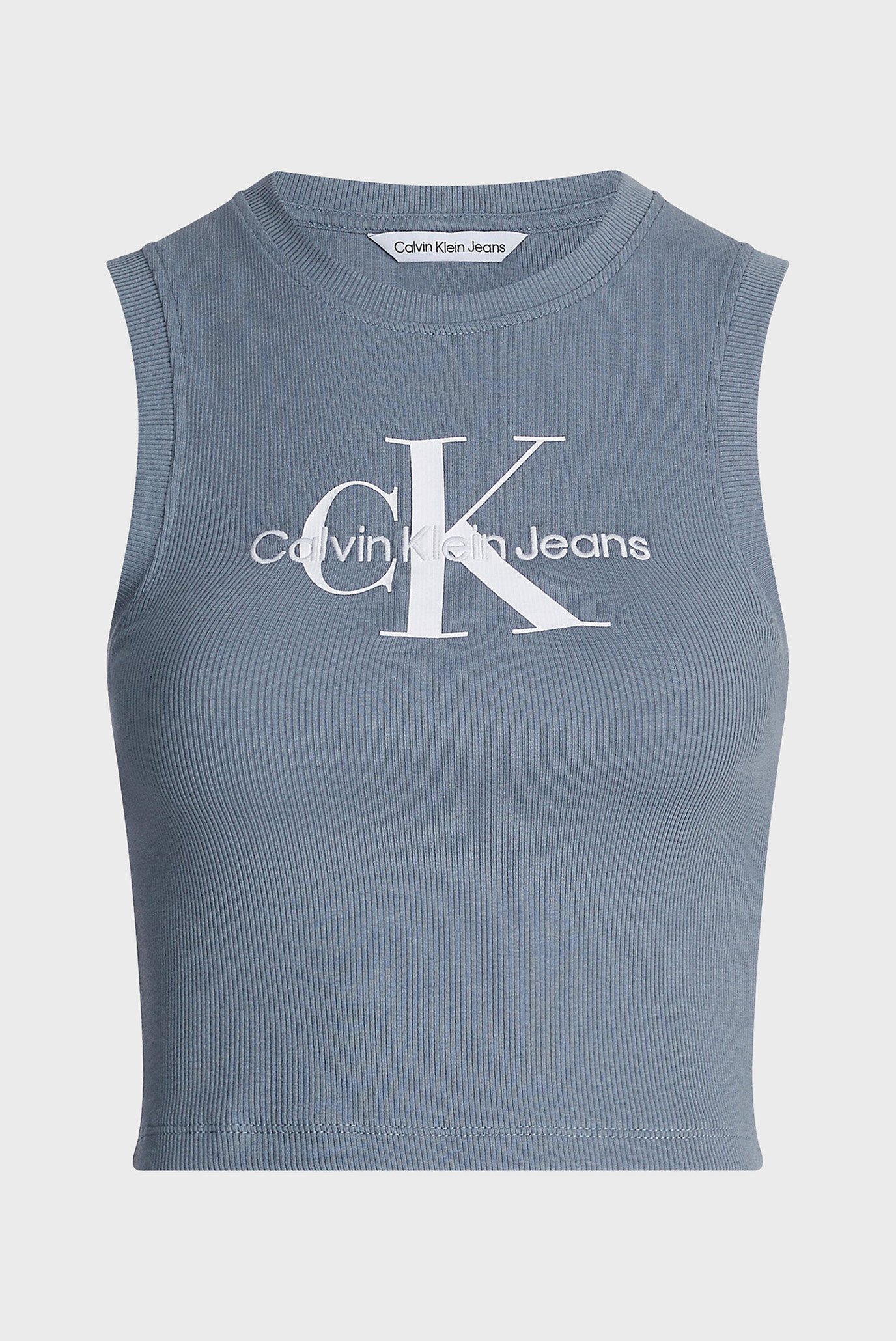 Женский серый топ ARCHIVAL MONOLOGO RIB TANK TOP Calvin Klein Jeans ...