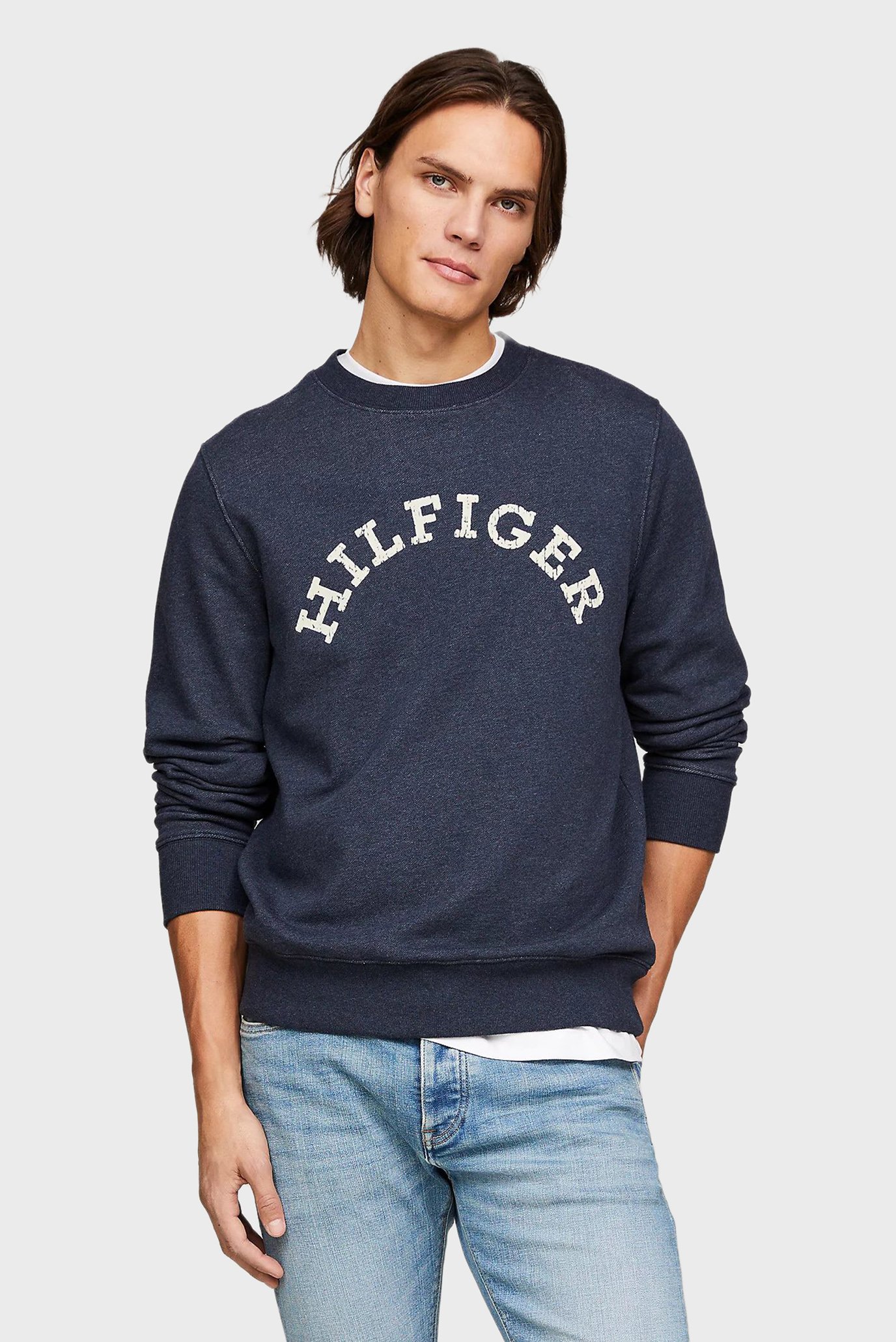 Чоловічий темно-синій світшот HILFIGER ARCHED HTR 1