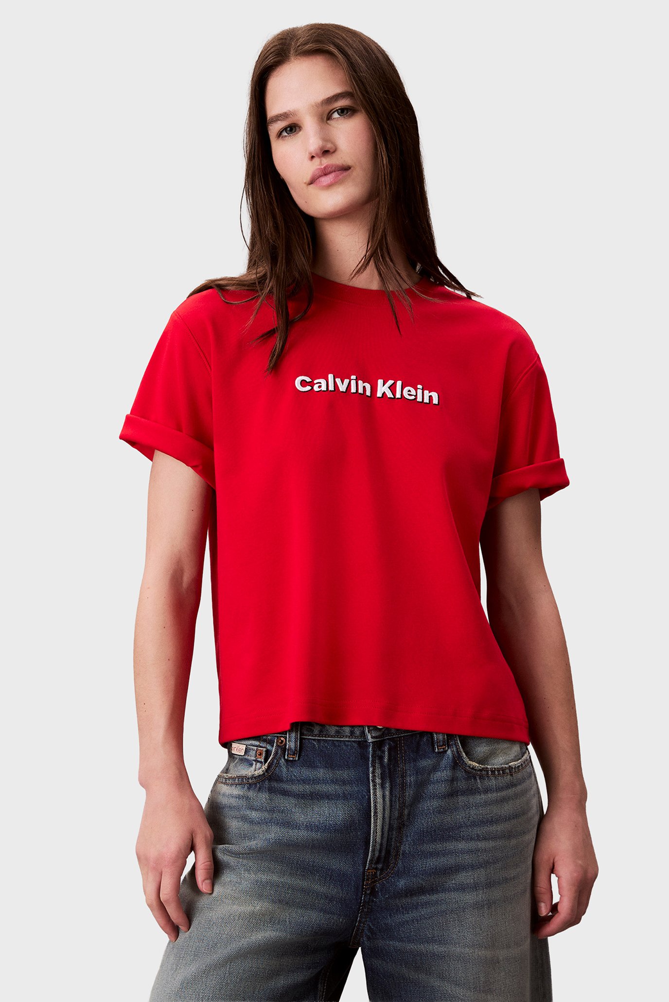 Женская красная футболка SS 2 TONE 3D Красный XXS Calvin Klein Jeans LV047D205G Женская красная футболка SS 2 TONE 3D Красный XXS Calvin Klein Jeans LV047D205G