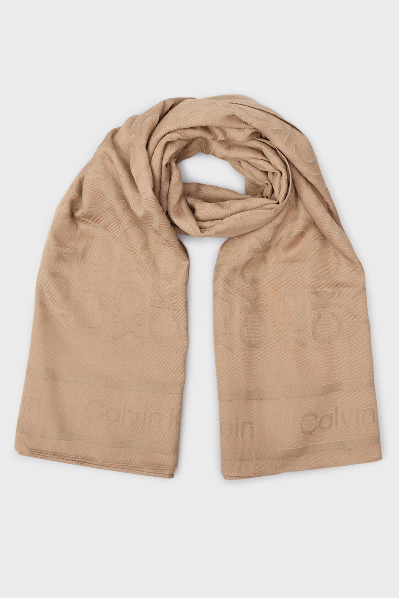 Женский коричневый платок с узором BURNOUT MONOGRAM SCARF 1