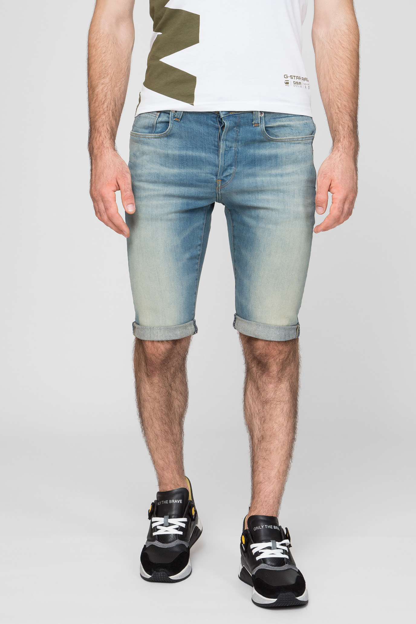 Мужские голубые джинсовые шорты 3301 1\2 custom 1