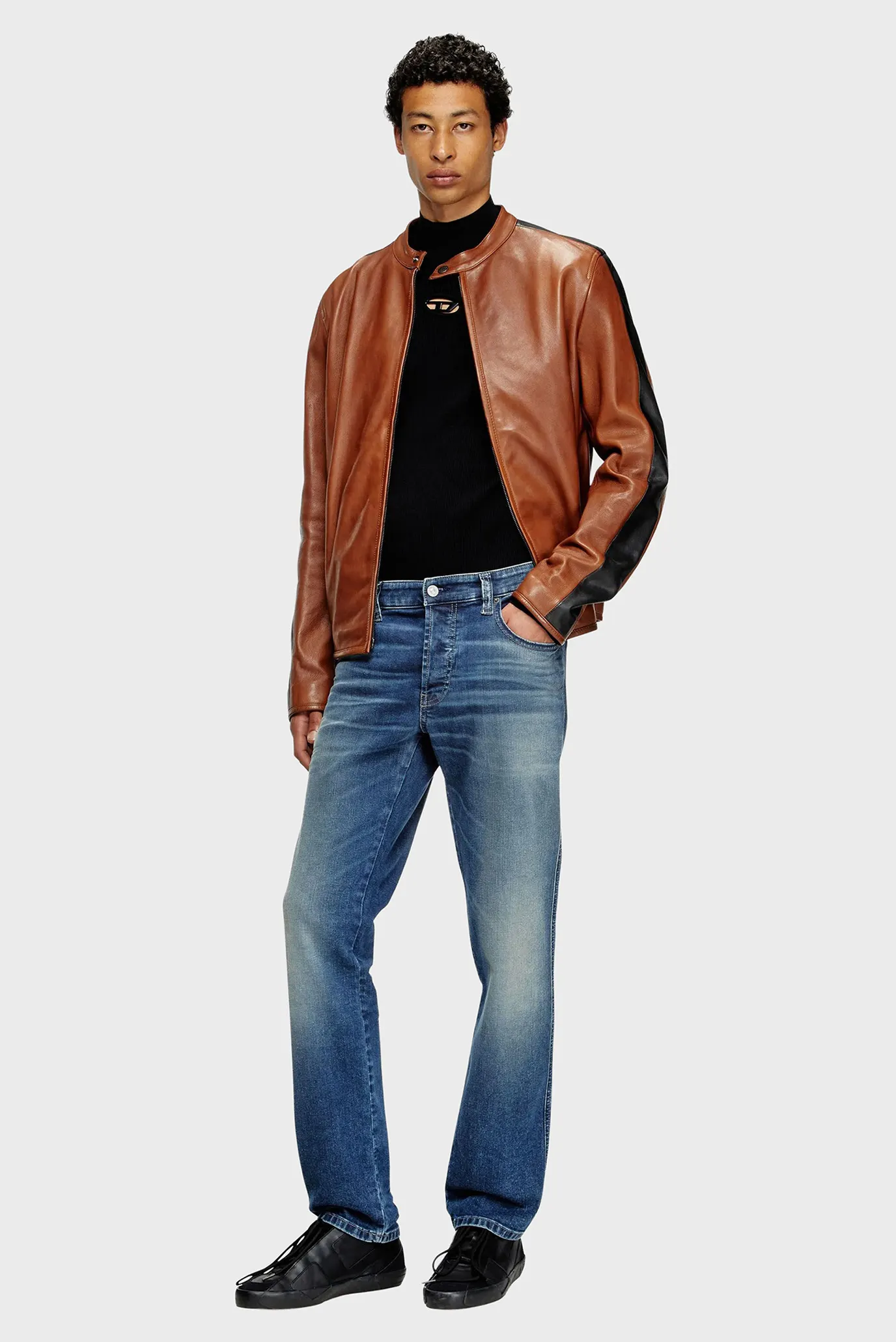 Чоловічі чорні шкіряні снікерси SLANTE-D 2