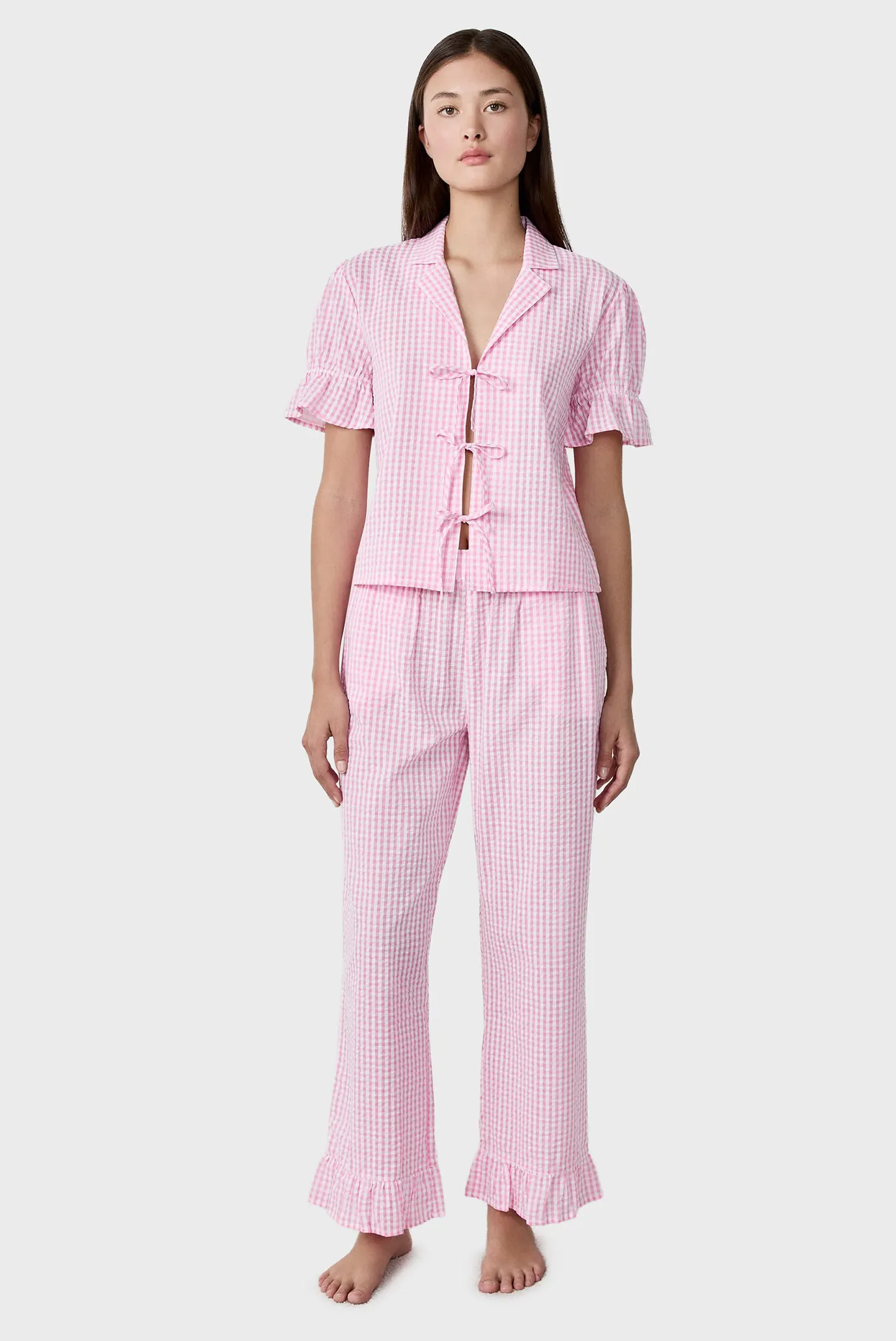 Женские розовые брюки в клетку CORALY 2