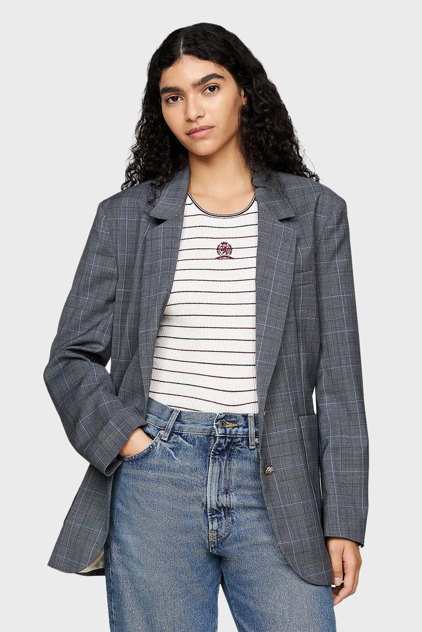 Женский серый блейзер в клетку THC CC CLUB BLAZER Серый 38 Tommy Hilfiger WW0WW42408 Женский серый блейзер в клетку THC CC CLUB BLAZER Серый 38 Tommy Hilfiger WW0WW42408