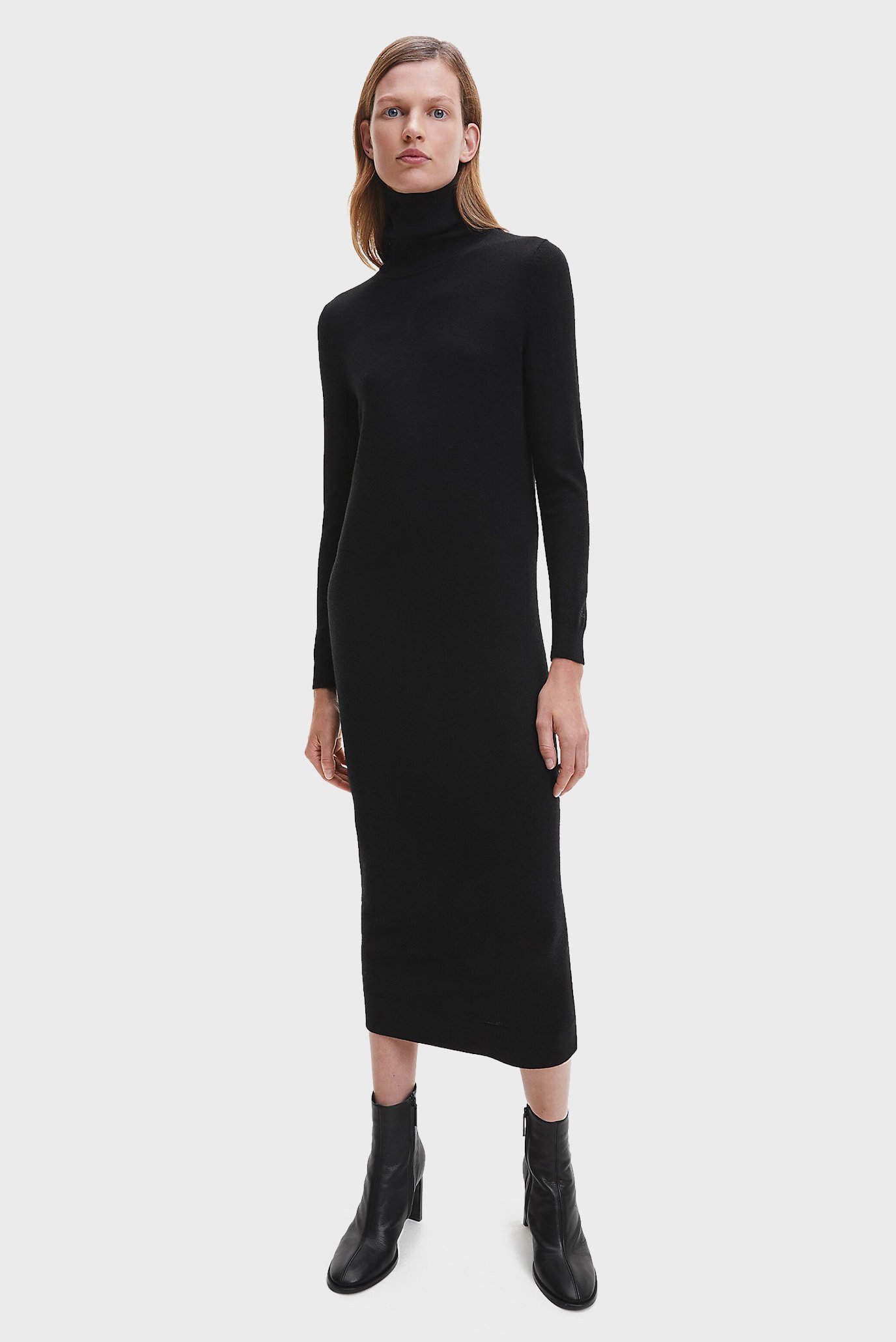 Жіноча чорна вовняна сукня EXTRA FINE WOOL ROLL NECK 1