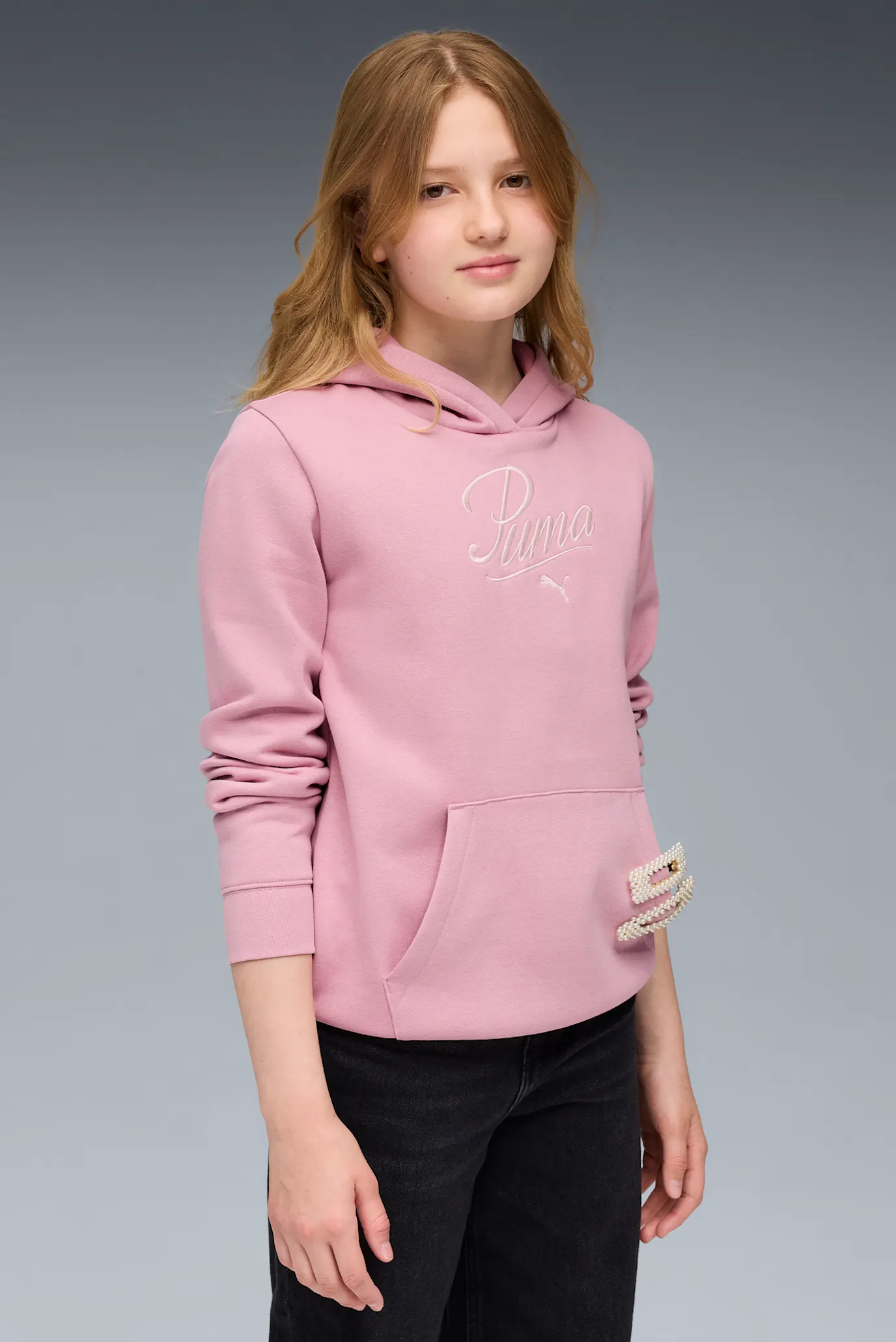 Детское розовое худи Essentials Script Hoodie Youth 1