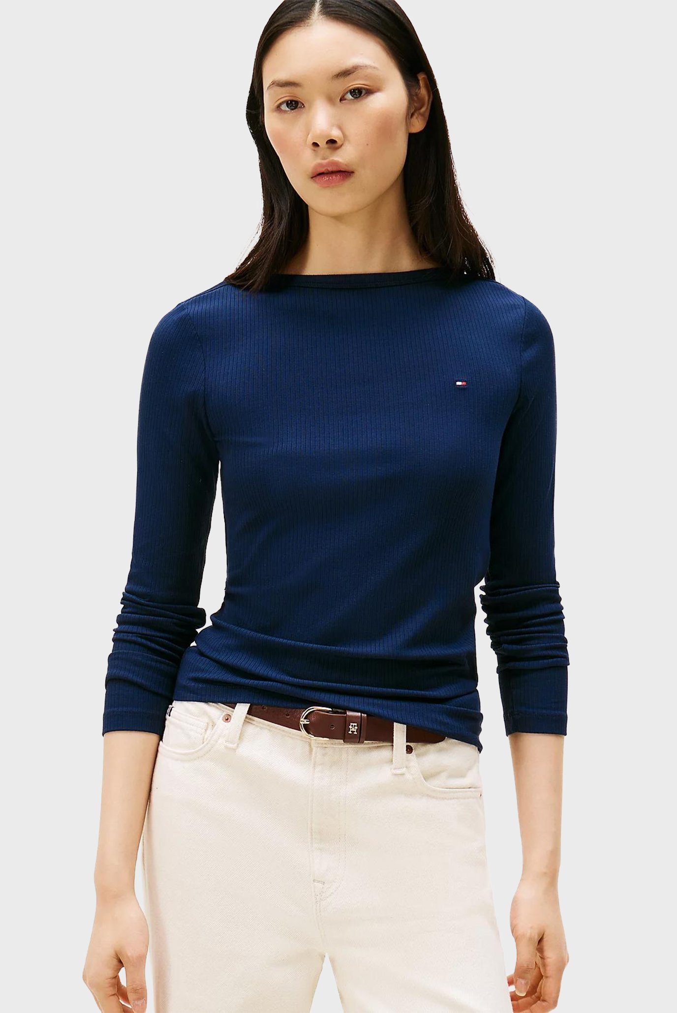 Женский темно-синий джемпер SLIM Синий S Tommy Hilfiger WW0WW47309 Женский темно-синий джемпер SLIM Синий S Tommy Hilfiger WW0WW47309