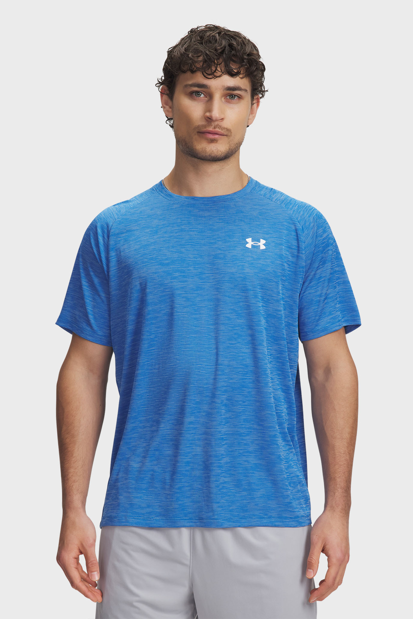 Мужская синяя футболка UA Tech Textured SS Синий XXL Under Armour 1382796-402 Мужская синяя футболка UA Tech Textured SS Синий XXL Under Armour 1382796-402