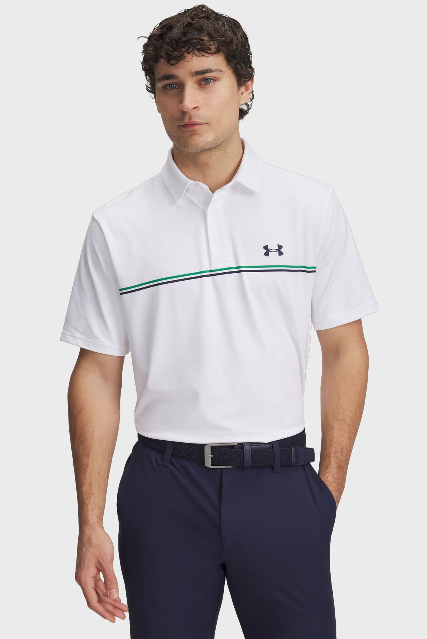 Чоловіче біле поло UA Playoff 3.0 Stripe Polo 1