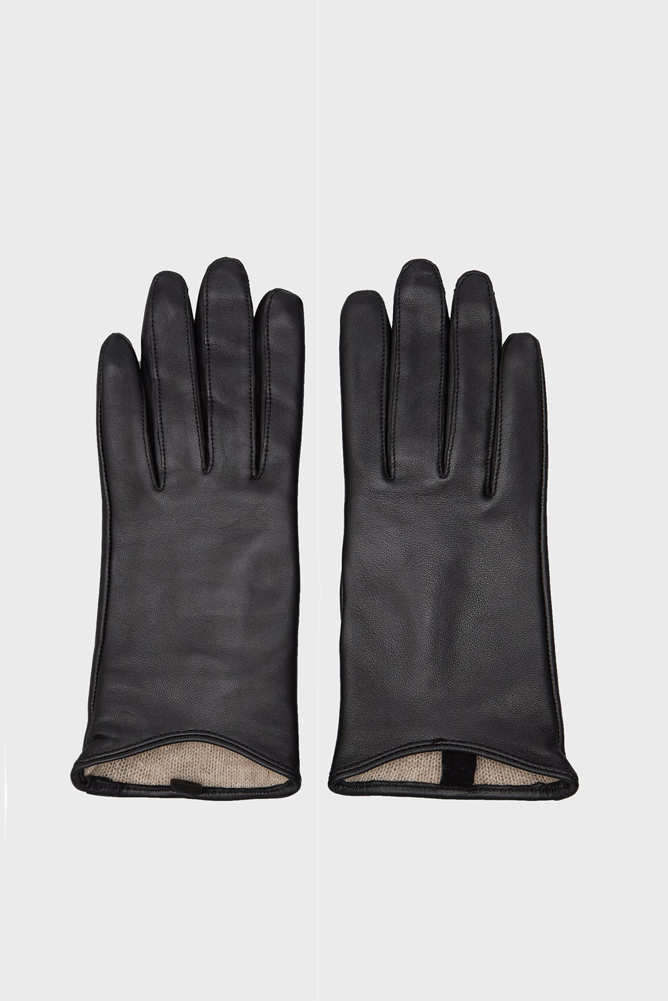 Женские черные кожаные перчатки LEATHER GLOVES 1