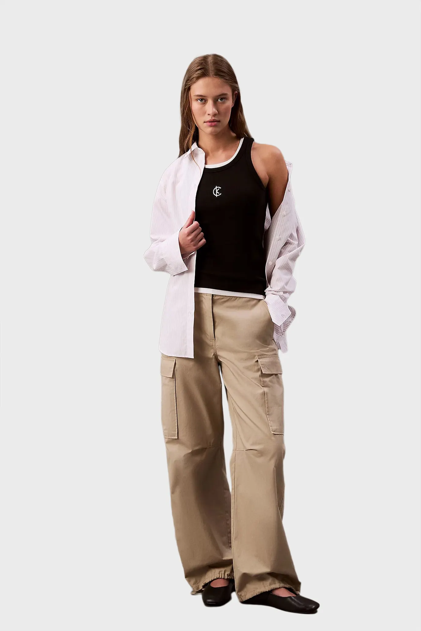 Женская черная майка SL Cotton Contour Rib CK Tank 2